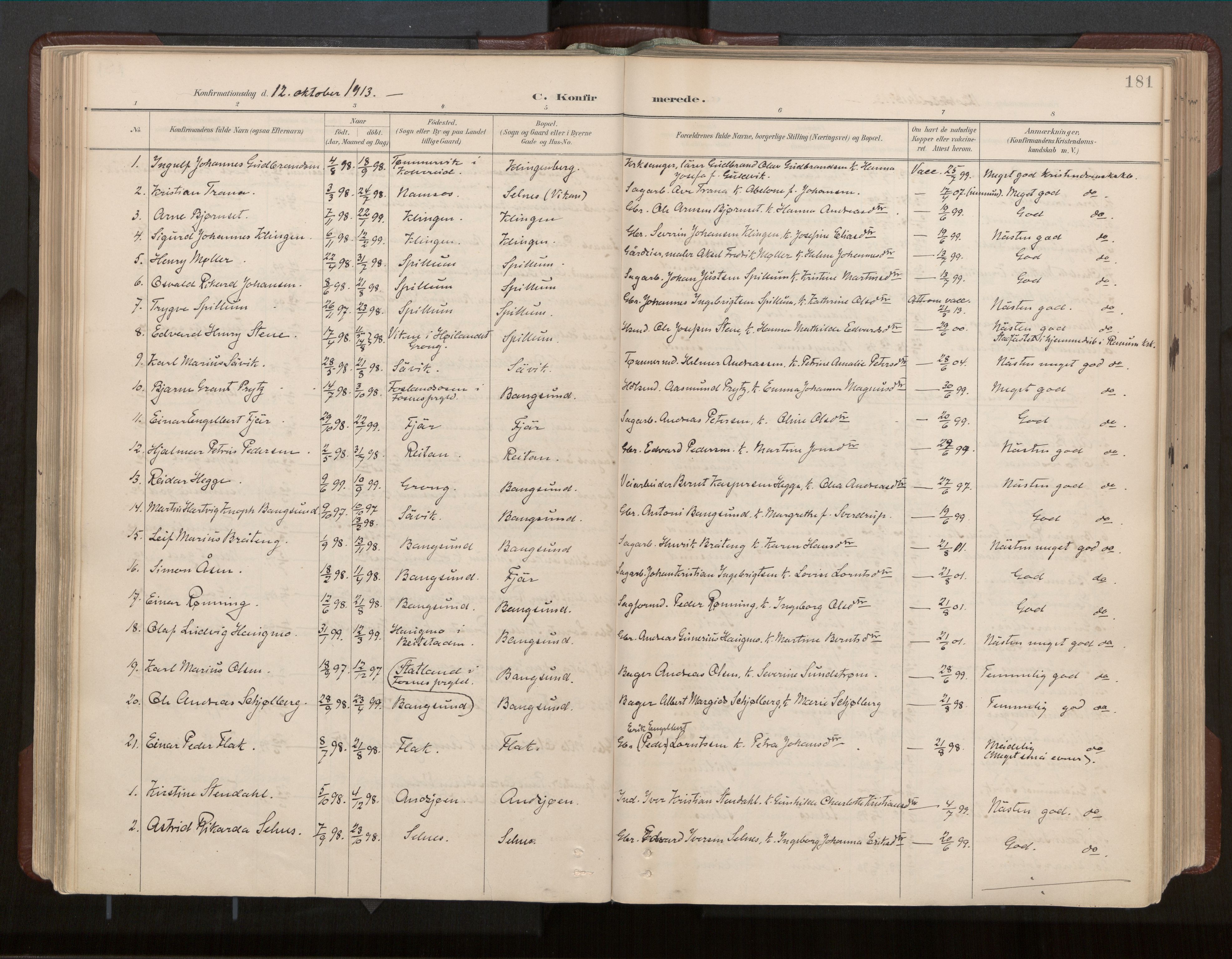 Ministerialprotokoller, klokkerbøker og fødselsregistre - Nord-Trøndelag, SAT/A-1458/770/L0589: Parish register (official) no. 770A03, 1887-1929, p. 181