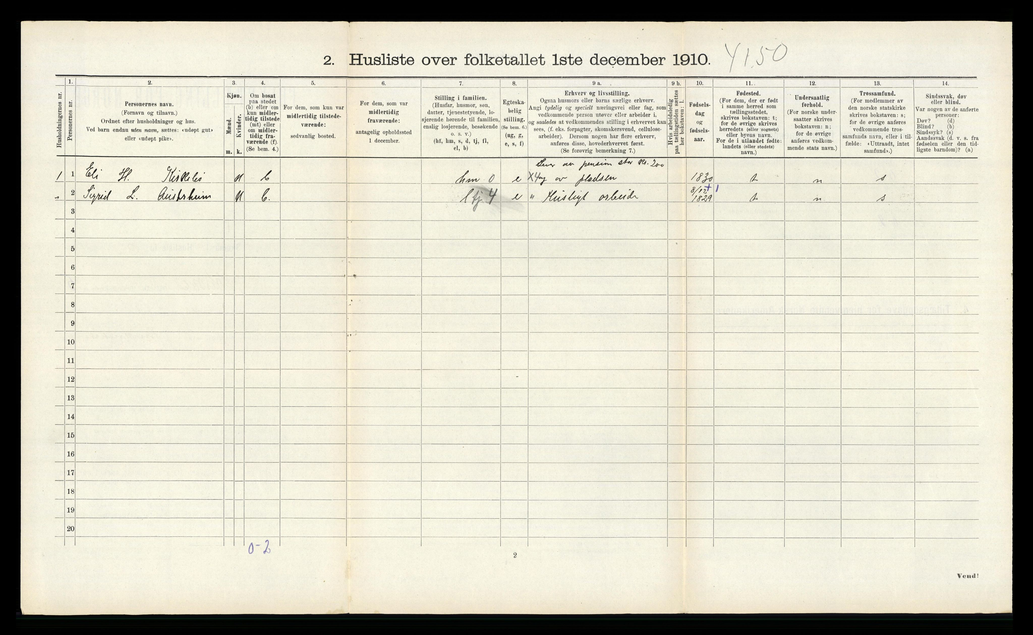 RA, 1910 census for Kyrkjebø, 1910, p. 384