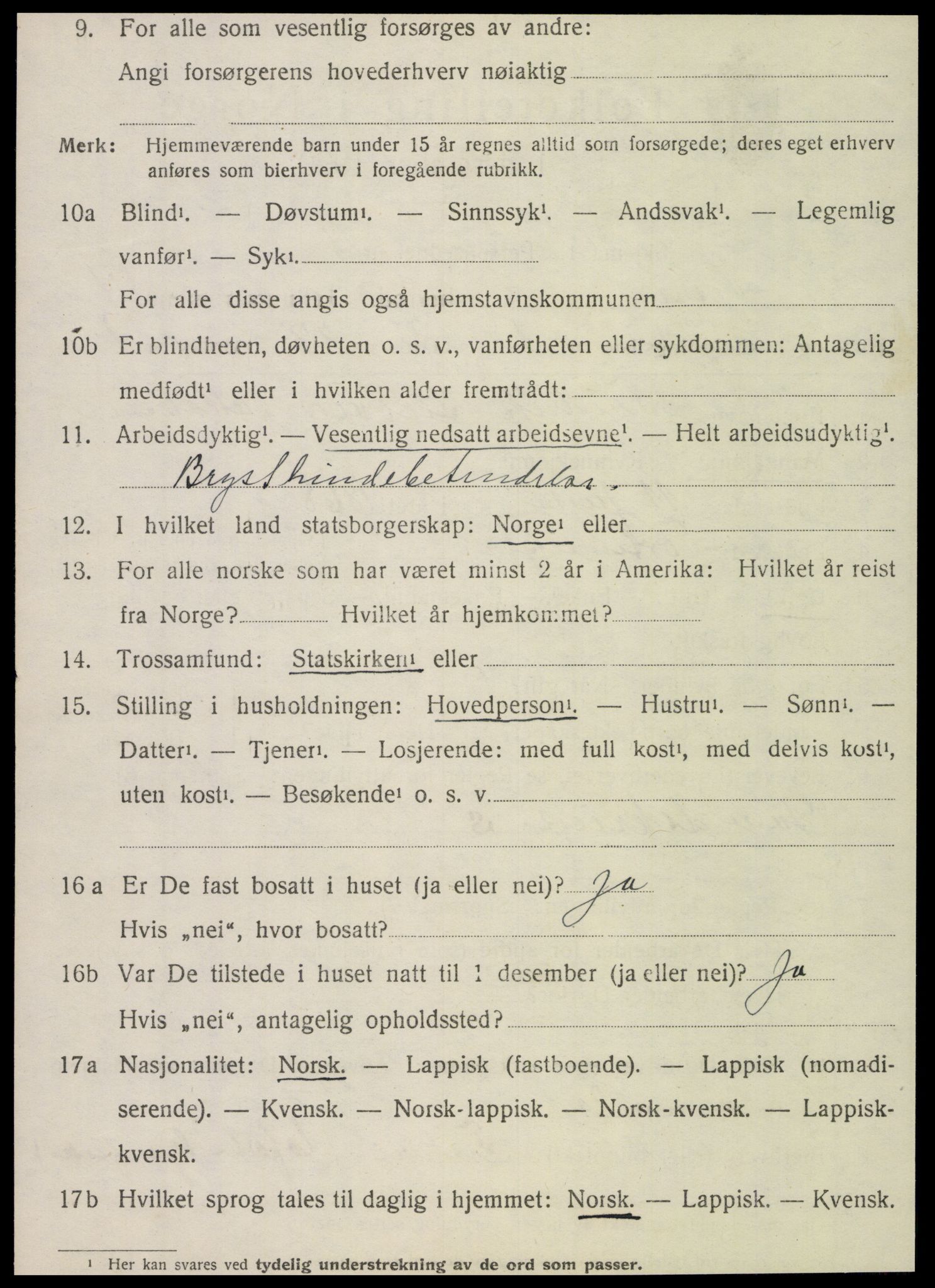 SAT, 1920 census for Nesna, 1920, p. 3242