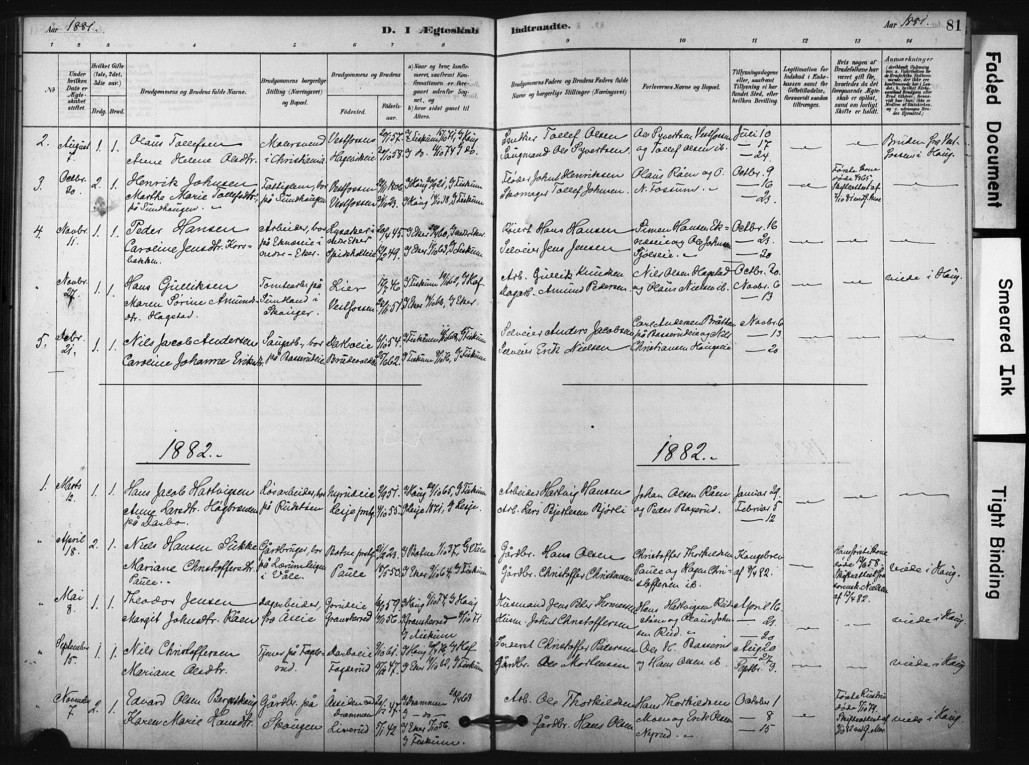 Fiskum kirkebøker, AV/SAKO-A-15/F/Fa/L0002: Parish register (official) no. 2, 1878-1890, p. 81