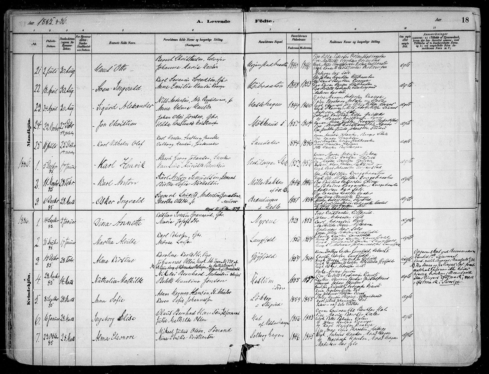 Nesodden prestekontor Kirkebøker, SAO/A-10013/F/Fa/L0009: Parish register (official) no. I 9, 1880-1915, p. 18