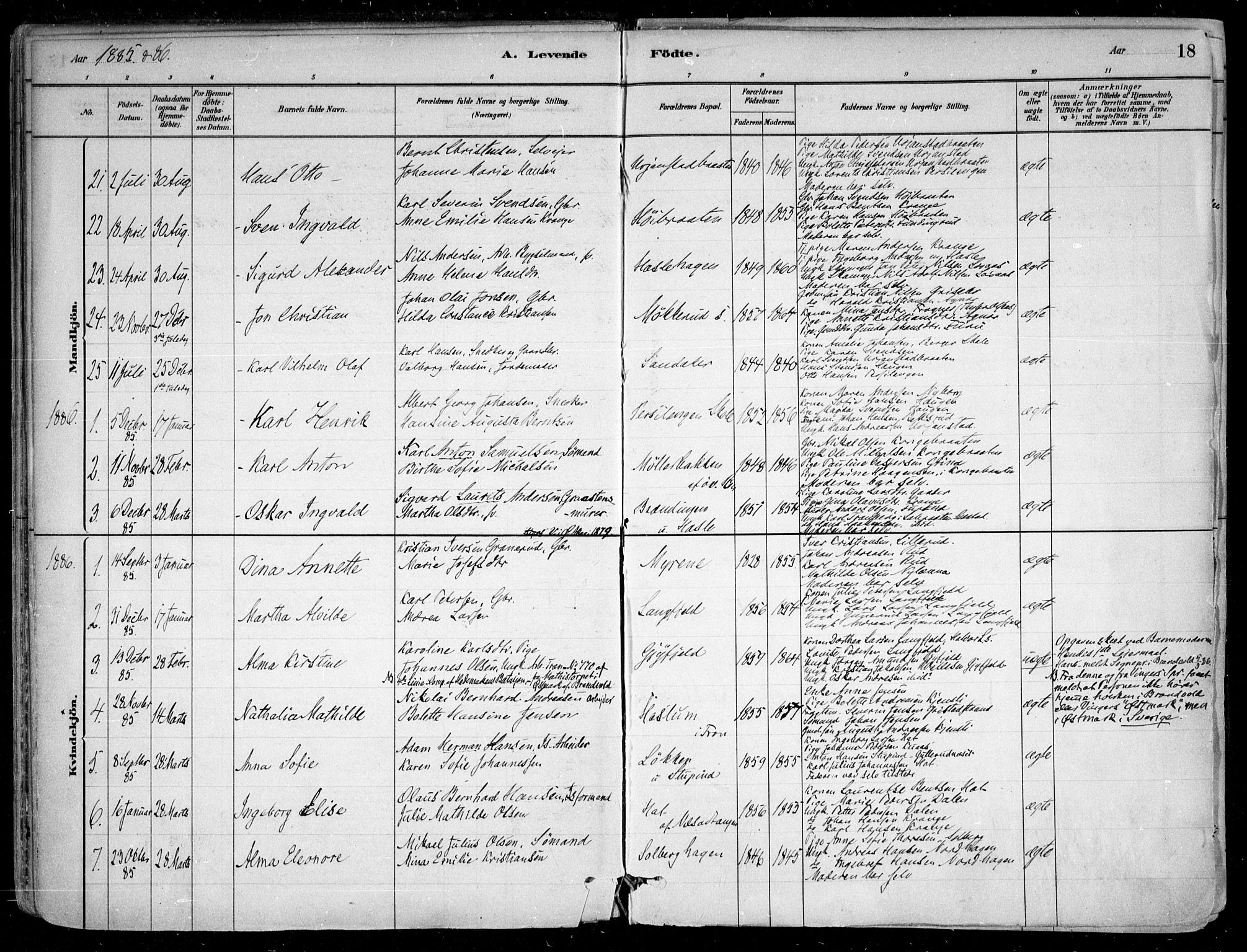 Nesodden prestekontor Kirkebøker, AV/SAO-A-10013/F/Fa/L0009: Parish register (official) no. I 9, 1880-1915, p. 18