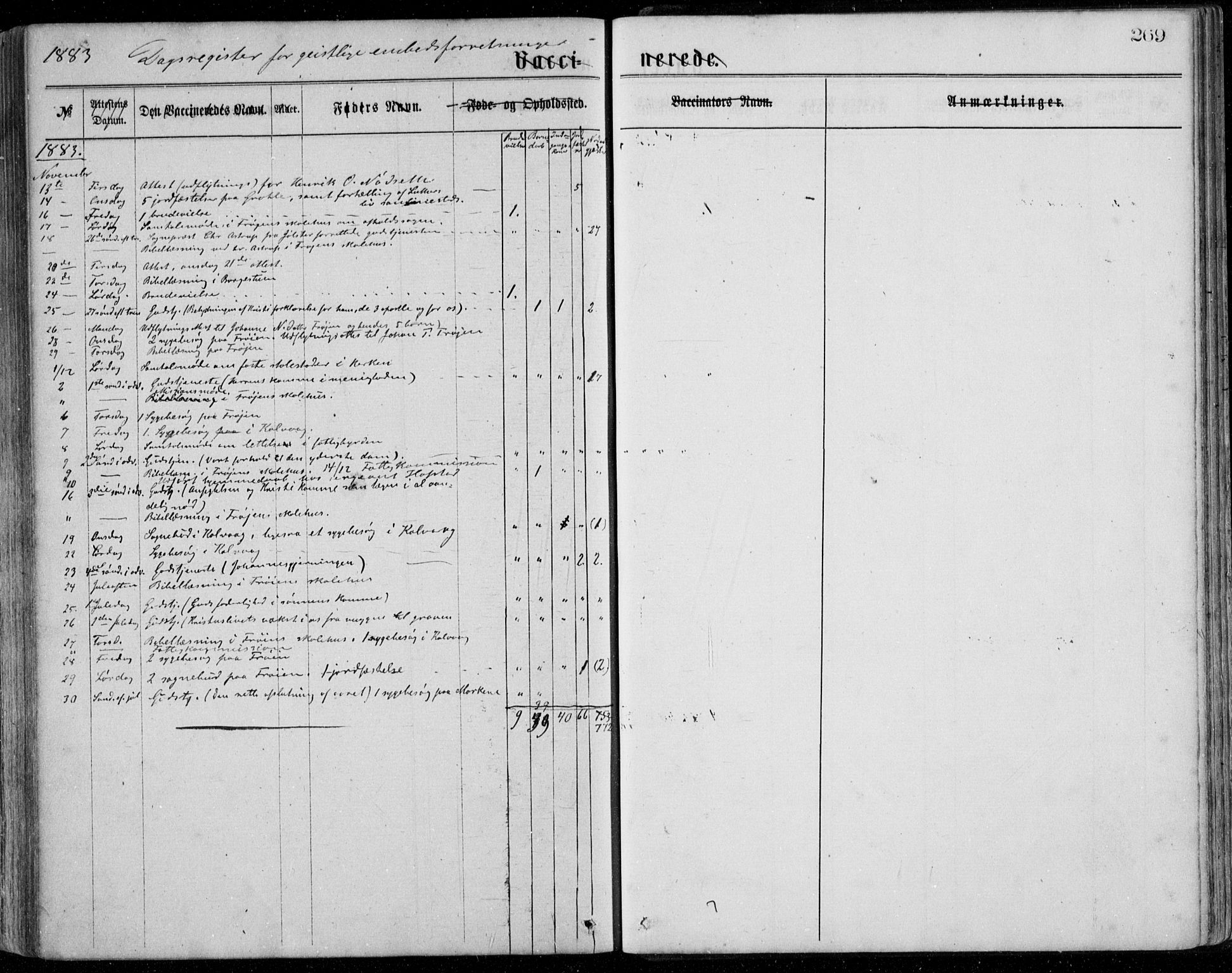 Bremanger sokneprestembete, SAB/A-82201/H/Haa/Haaa/L0001: Parish register (official) no. A  1, 1864-1883, p. 269