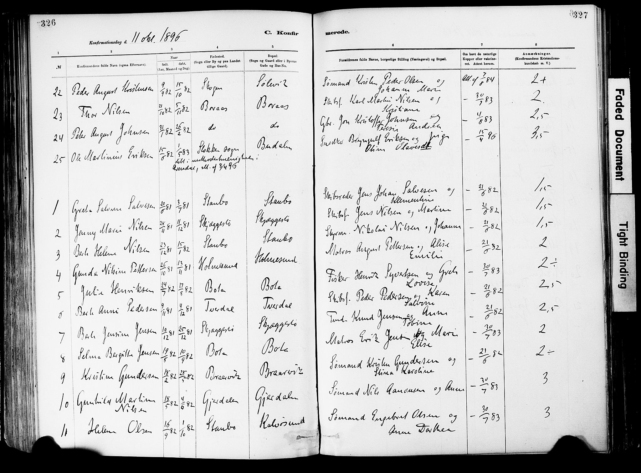 Dypvåg sokneprestkontor, AV/SAK-1111-0007/F/Fa/Fab/L0001: Parish register (official) no. A 1, 1885-1912, p. 326-327