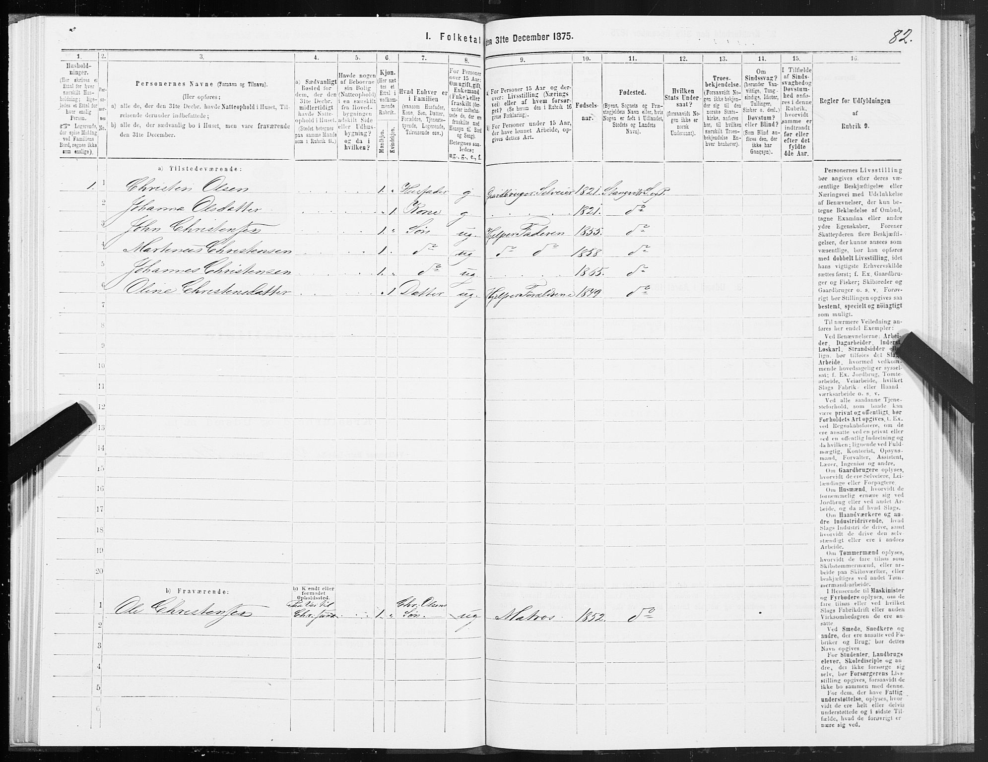 SAT, 1875 census for 1564P Stangvik, 1875, p. 2082