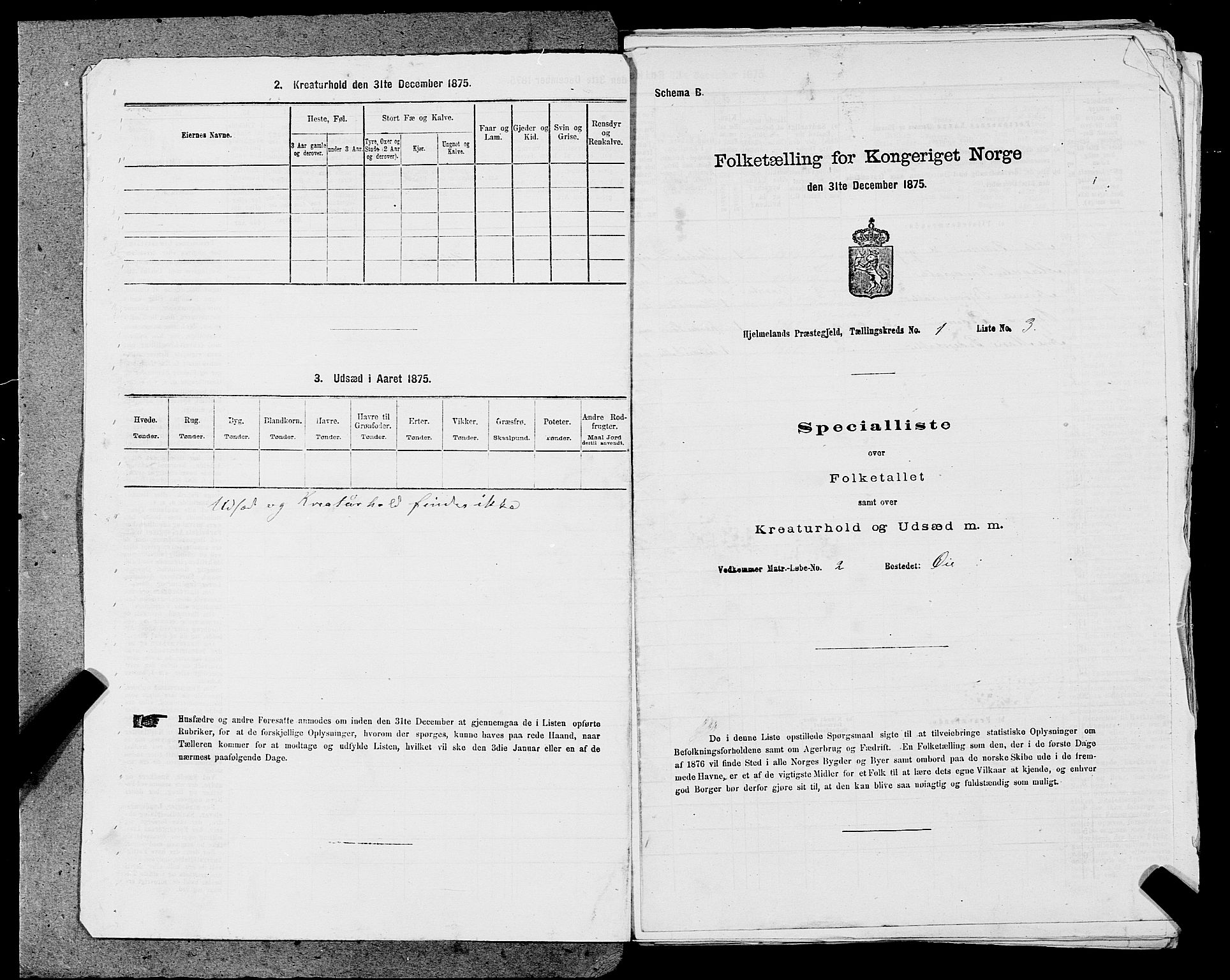 SAST, 1875 census for 1133P Hjelmeland, 1875, p. 73