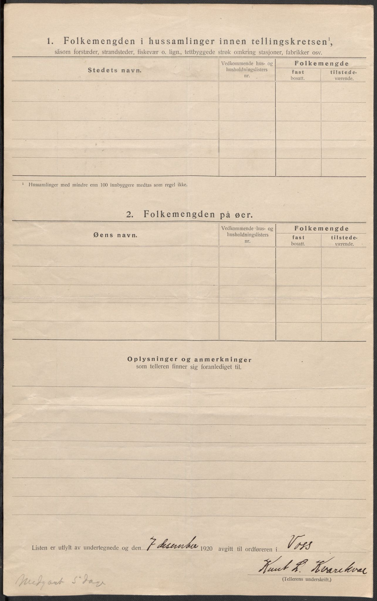 SAB, 1920 census for Voss, 1920, p. 52