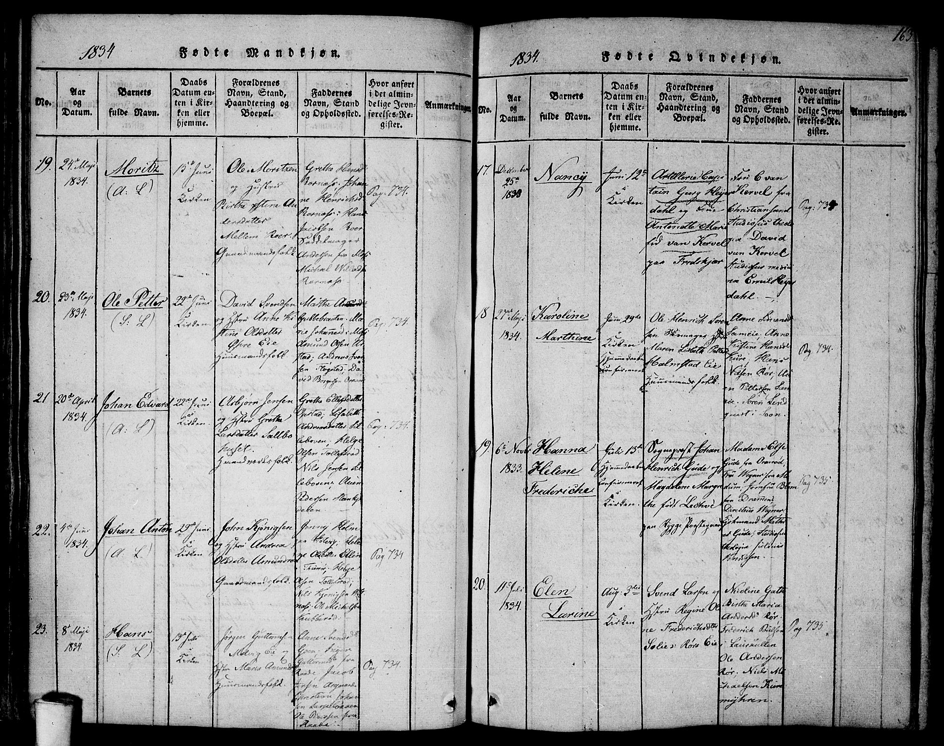 Rygge prestekontor Kirkebøker, AV/SAO-A-10084b/F/Fa/L0003: Parish register (official) no. 3, 1814-1836, p. 162-163