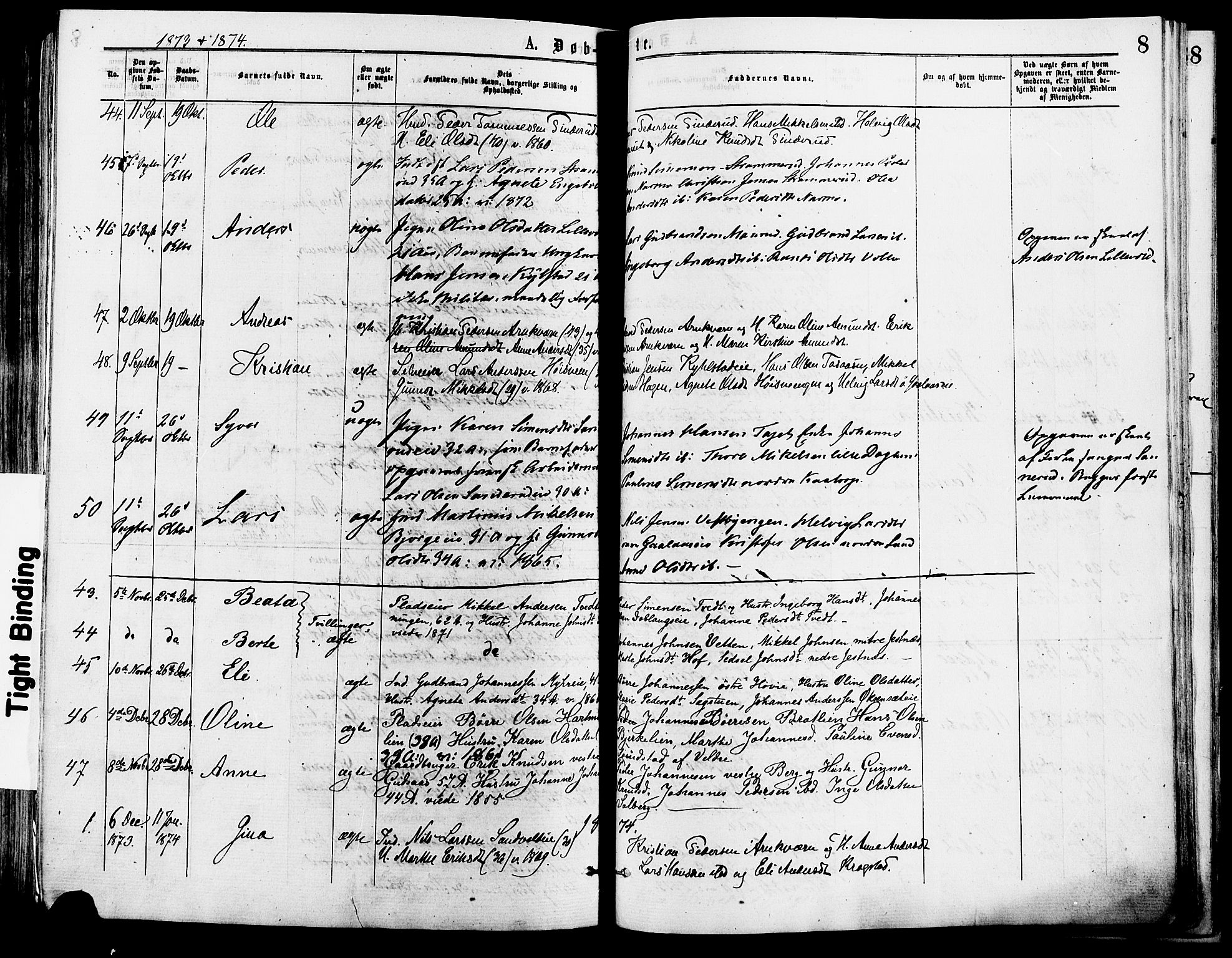 Vang prestekontor, Hedmark, SAH/PREST-008/H/Ha/Haa/L0013: Parish register (official) no. 13, 1855-1879, p. 8