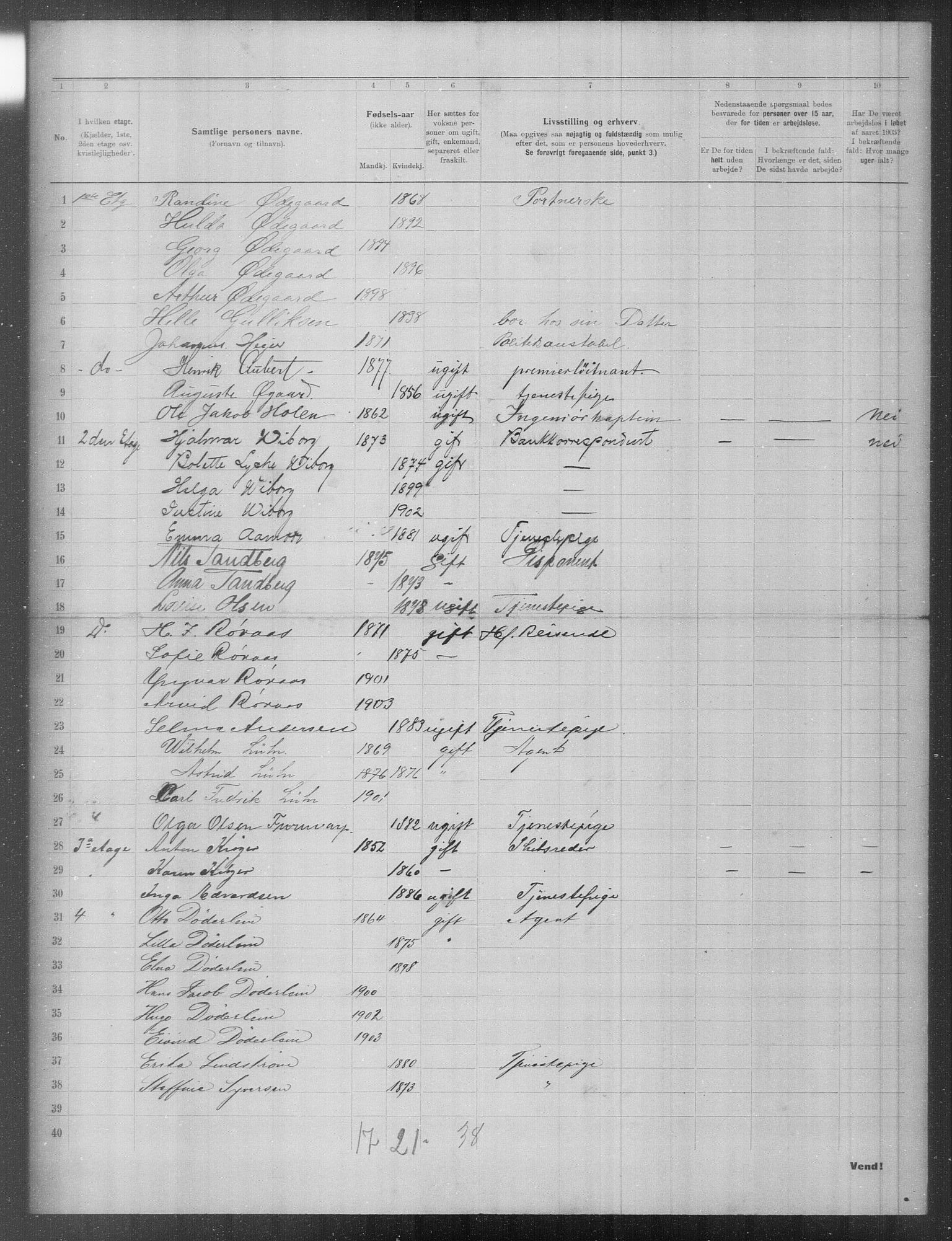 OBA, Municipal Census 1903 for Kristiania, 1903, p. 11647