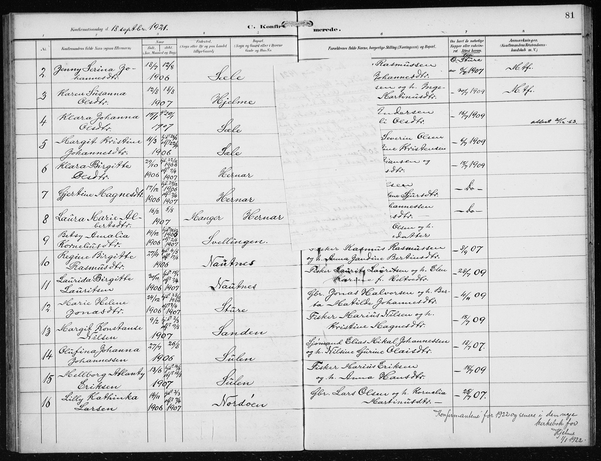 Herdla Sokneprestembete, AV/SAB-A-75701/H/Haa: Parish register (official) no. B 1, 1902-1921, p. 81