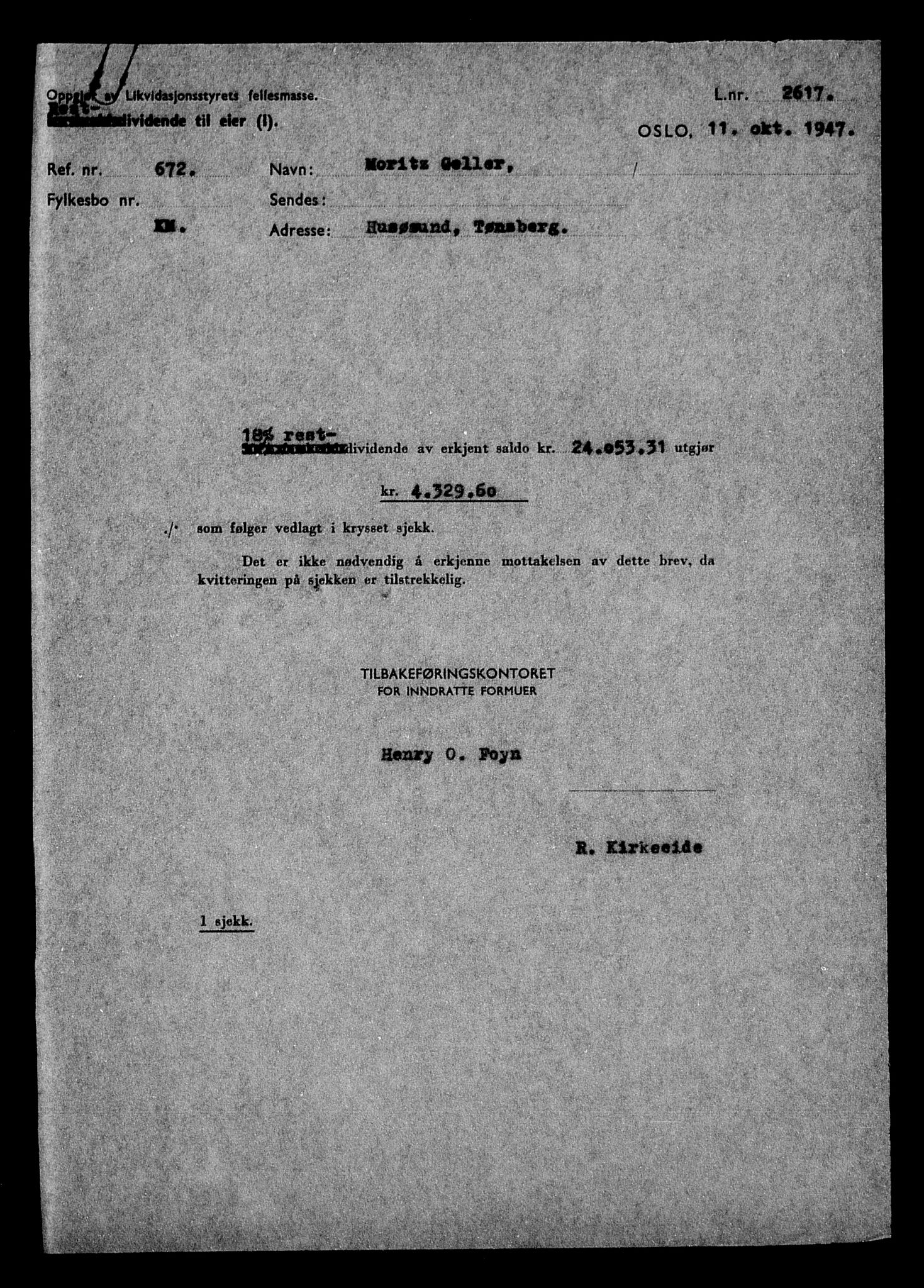 Justisdepartementet, Tilbakeføringskontoret for inndratte formuer, AV/RA-S-1564/H/Hc/Hcd/L0995: --, 1945-1947, p. 480