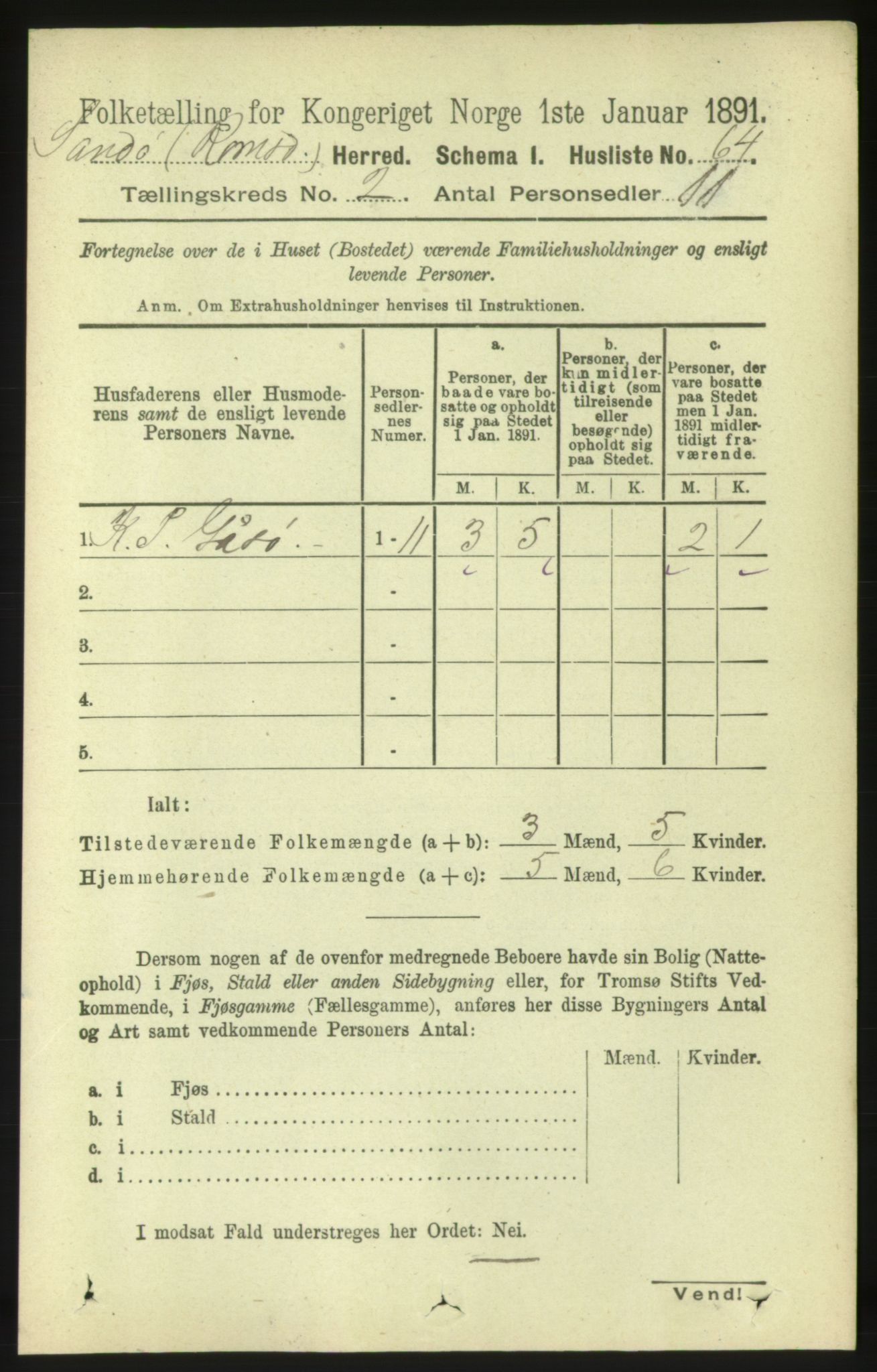 RA, 1891 census for 1546 Sandøy, 1891, p. 531