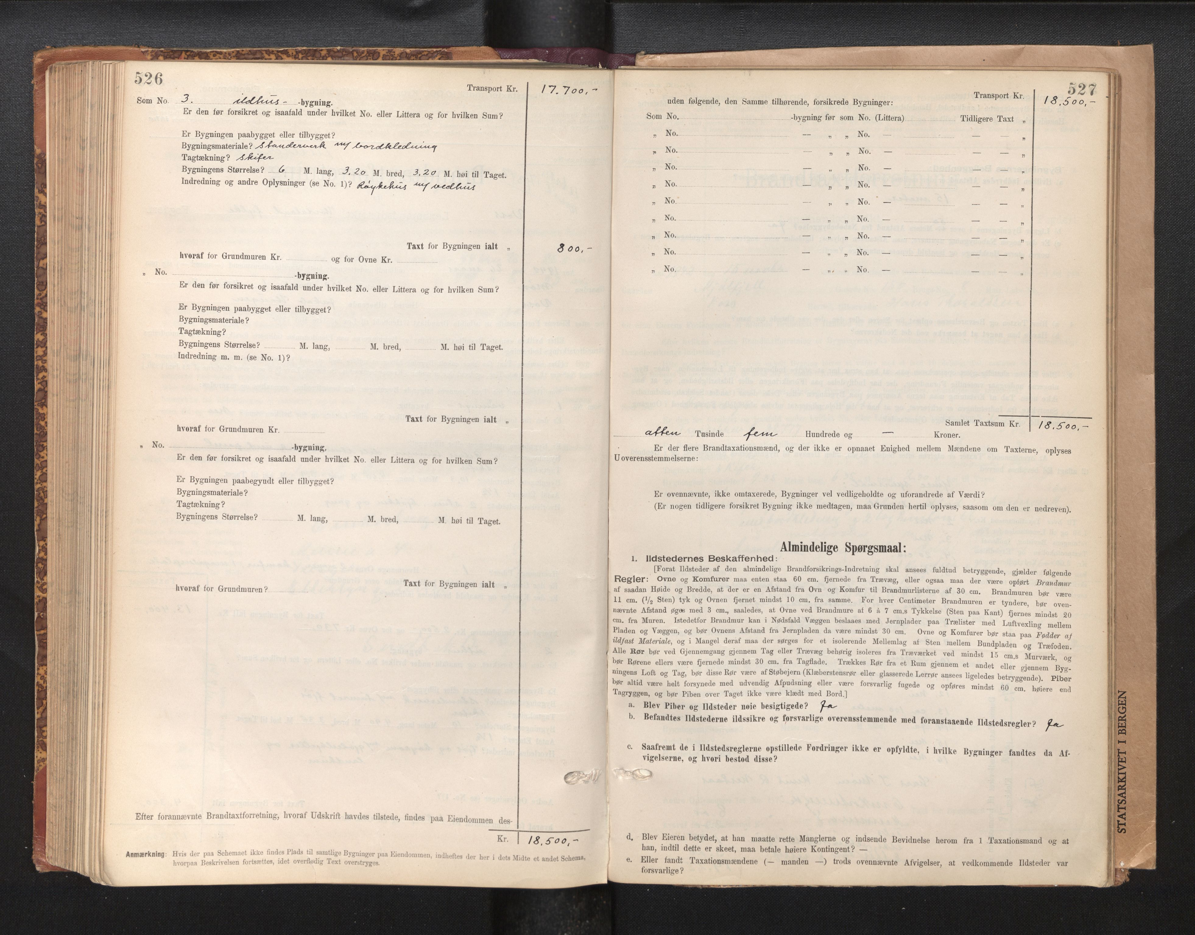 Lensmannen i Voss, AV/SAB-A-35801/0012/L0008: Branntakstprotokoll, skjematakst, 1895-1945, p. 526-527