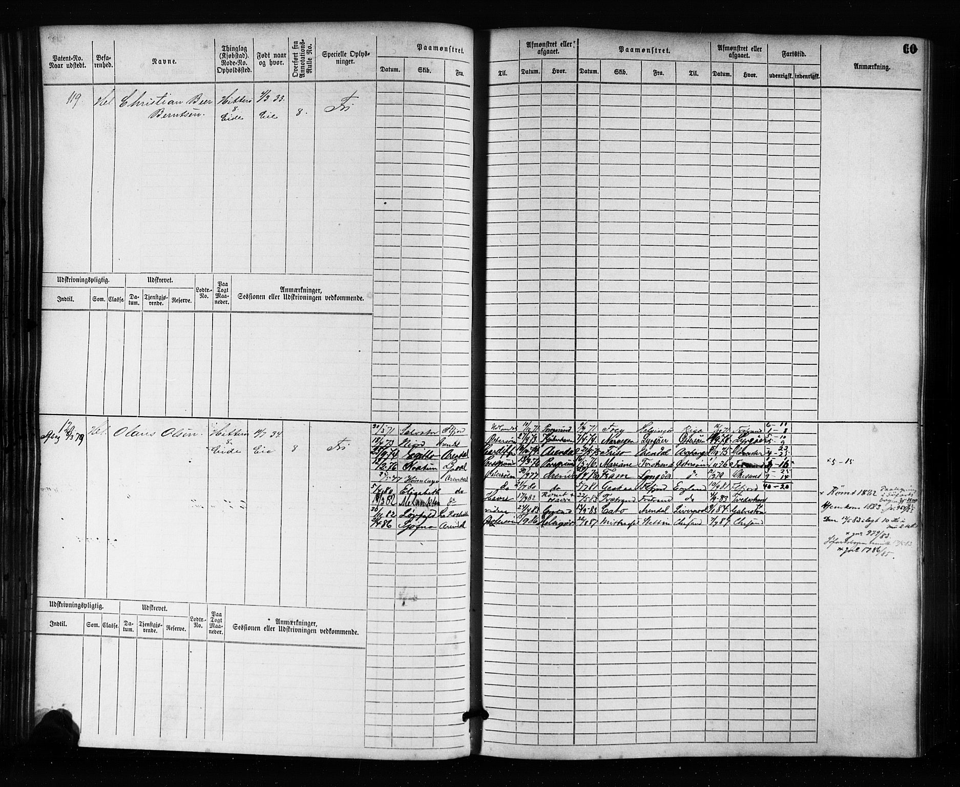 Flekkefjord mønstringskrets, AV/SAK-2031-0018/F/Fb/L0001: Hovedrulle nr 1-764, N-4, 1868-1900, p. 61