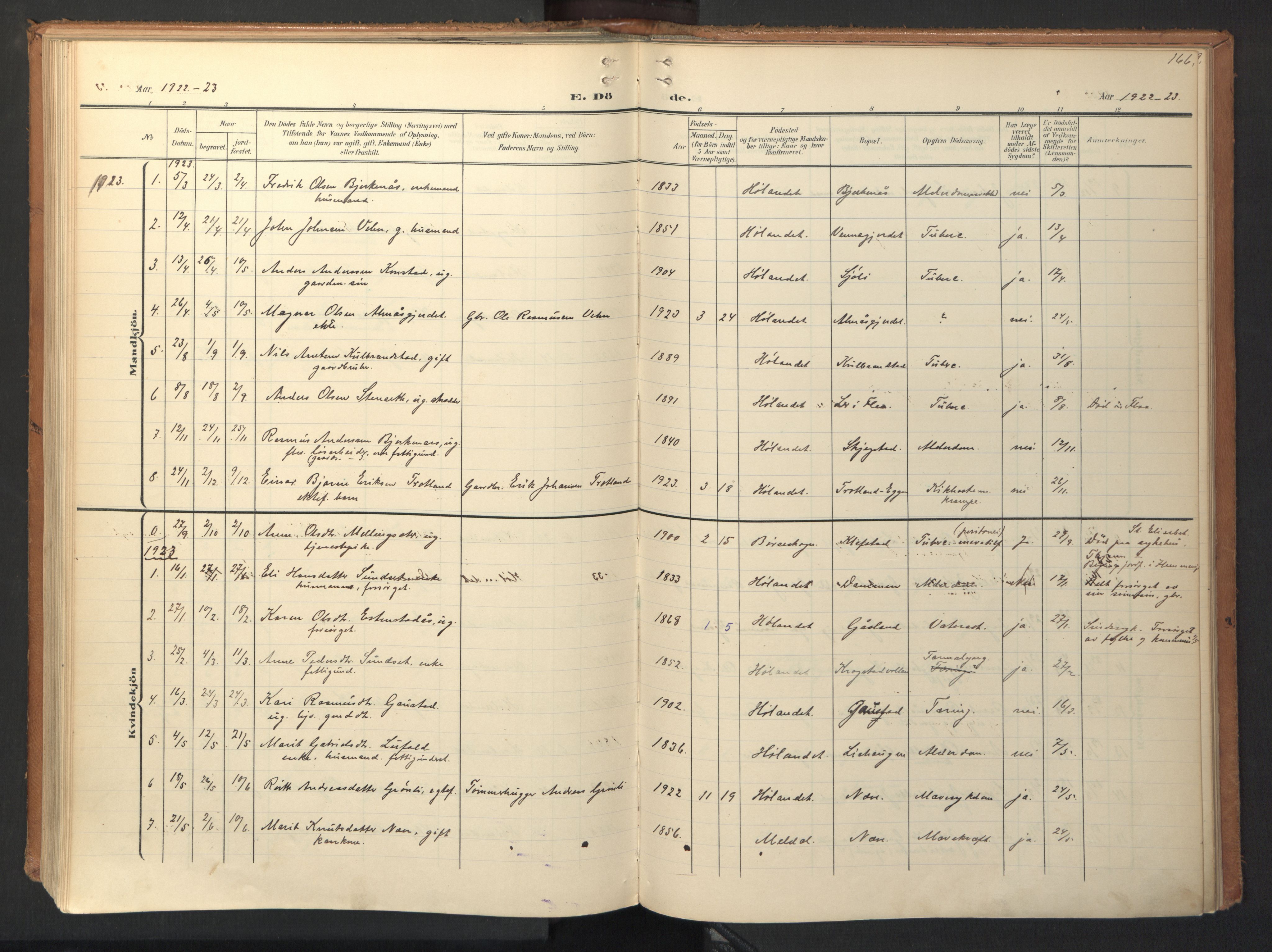Ministerialprotokoller, klokkerbøker og fødselsregistre - Sør-Trøndelag, SAT/A-1456/694/L1128: Parish register (official) no. 694A02, 1906-1931, p. 166