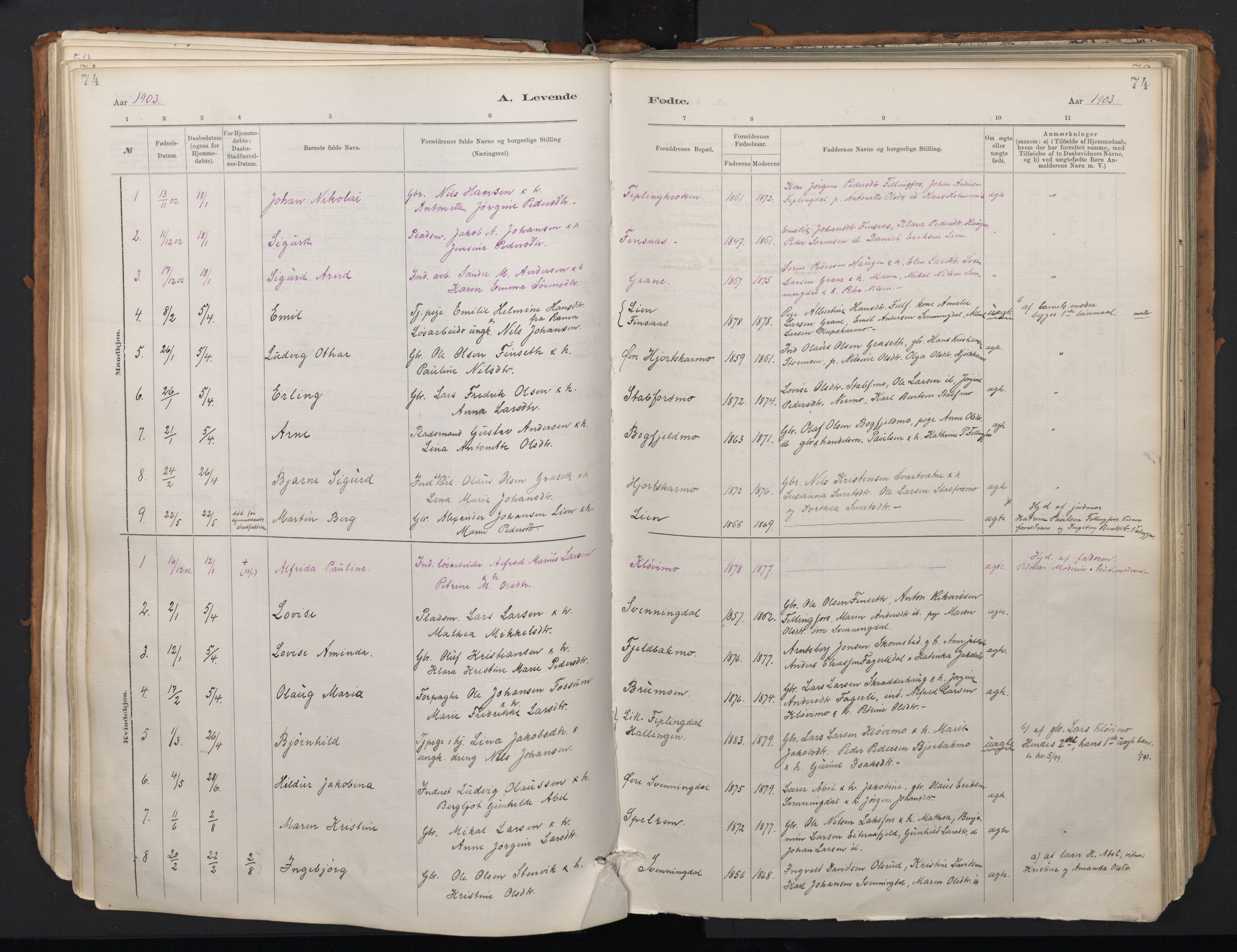 Ministerialprotokoller, klokkerbøker og fødselsregistre - Nordland, SAT/A-1459/824/L0338: Parish register (official) no. 824A01, 1880-1915, p. 74