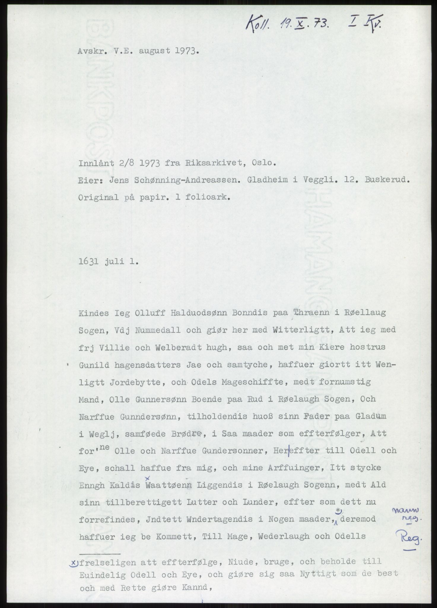 Samlinger til kildeutgivelse, Diplomavskriftsamlingen, AV/RA-EA-4053/H/Ha, p. 101