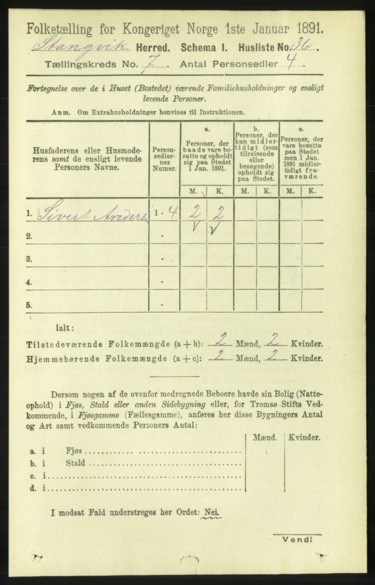 RA, 1891 census for 1564 Stangvik, 1891, p. 3008