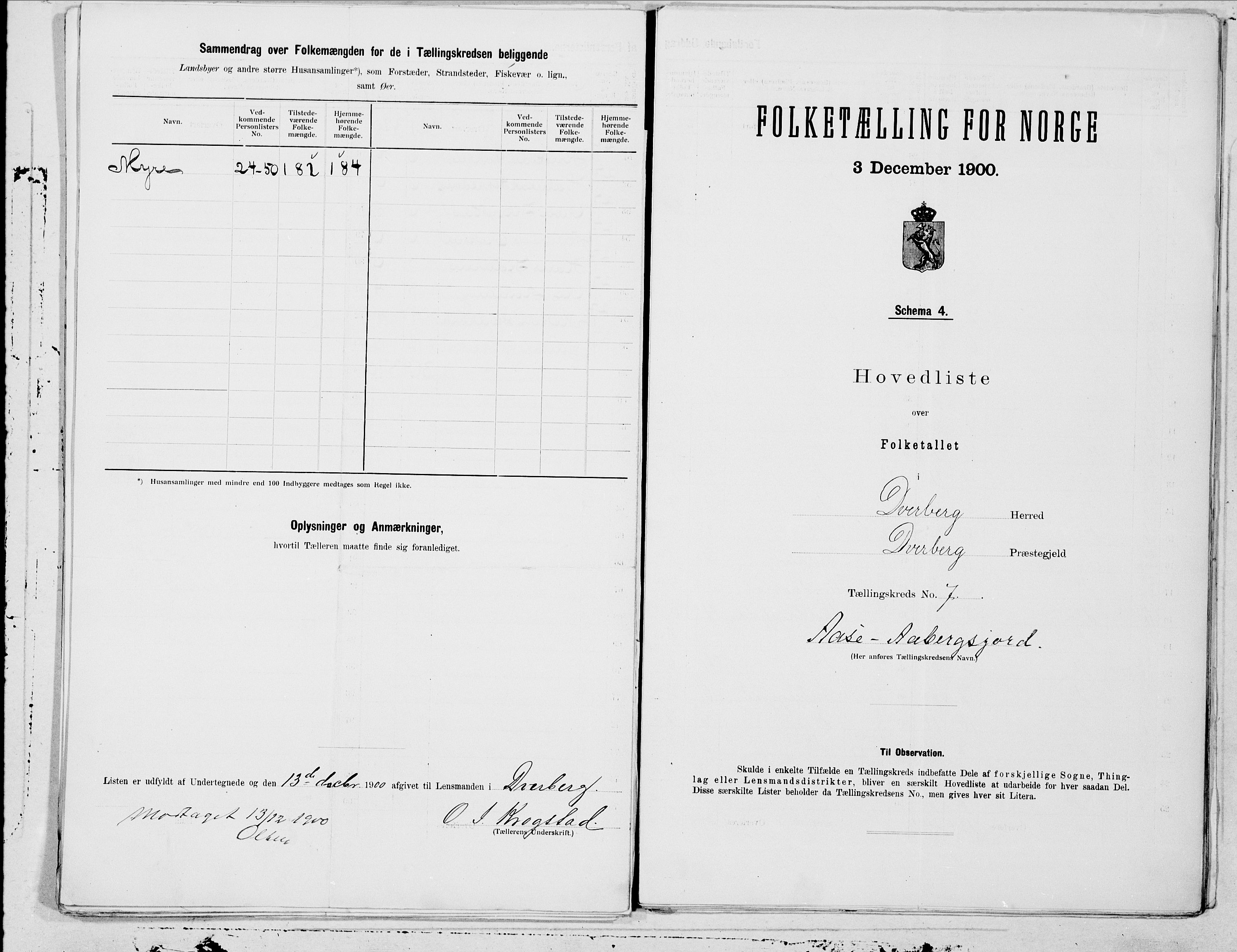 SAT, 1900 census for Dverberg, 1900, p. 14