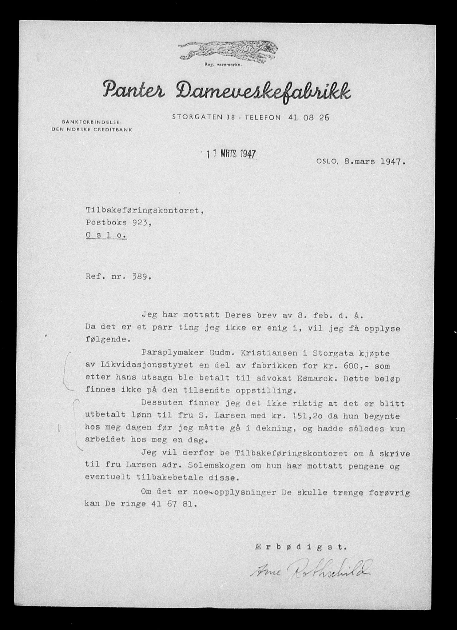 Justisdepartementet, Tilbakeføringskontoret for inndratte formuer, AV/RA-S-1564/H/Hc/Hcc/L0974: --, 1945-1947, p. 329