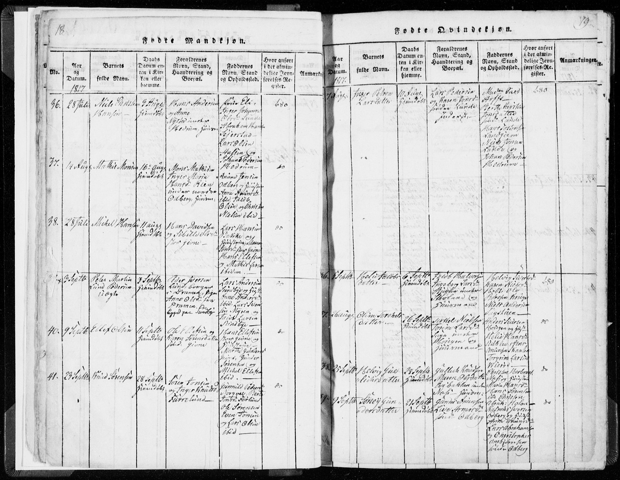 Hedrum kirkebøker, AV/SAKO-A-344/F/Fa/L0004: Parish register (official) no. I 4, 1817-1835, p. 18-19