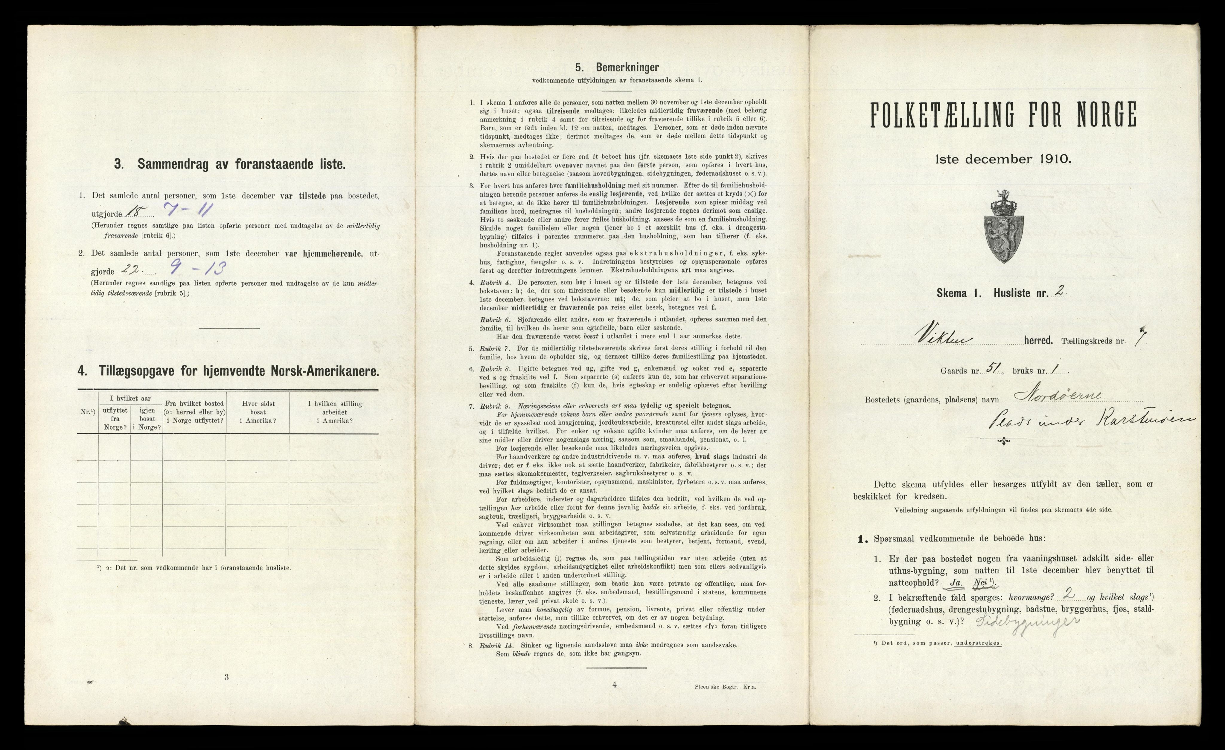 RA, 1910 census for Vikna, 1910, p. 647
