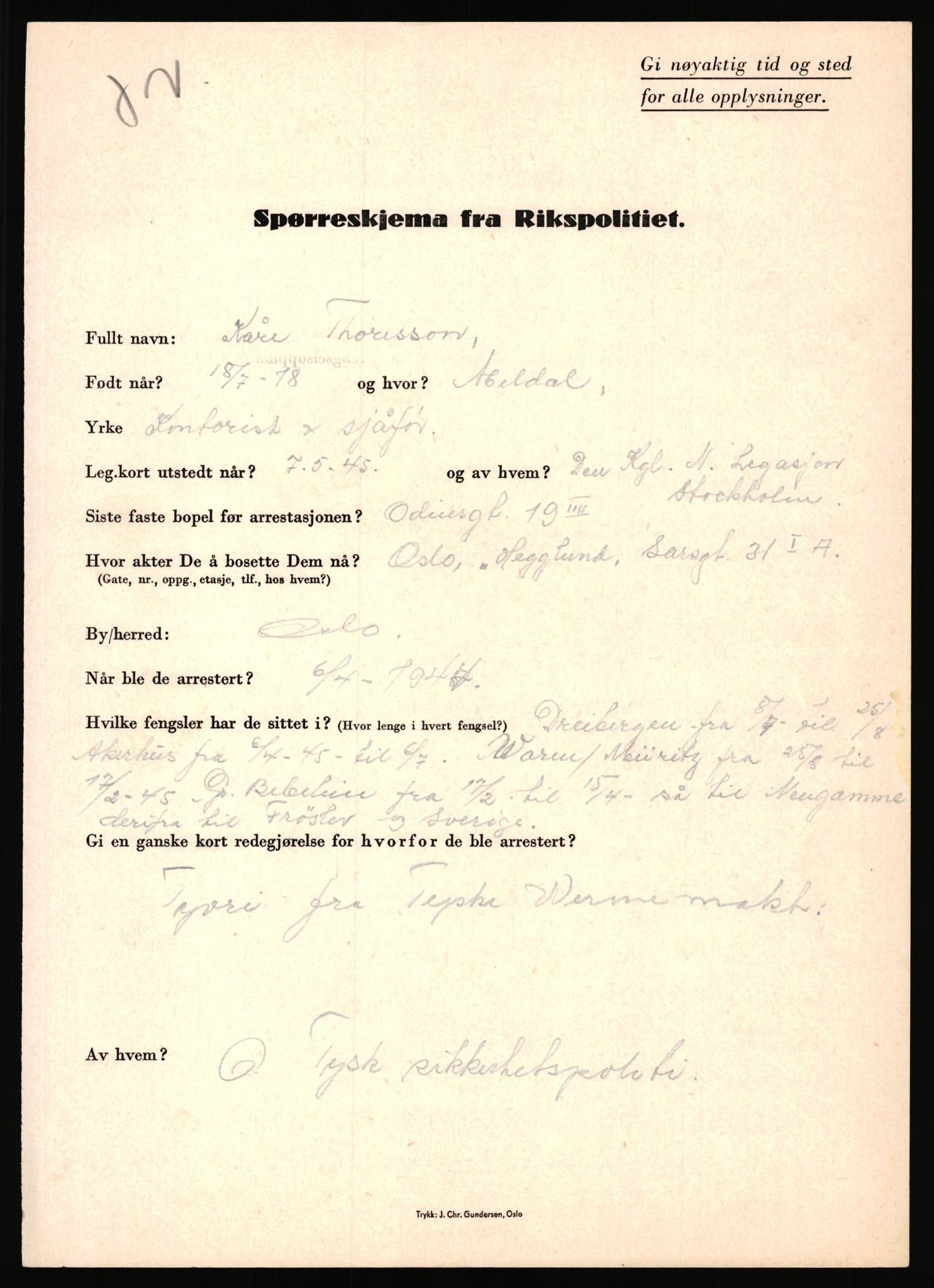 Rikspolitisjefen, AV/RA-S-1560/L/L0017: Tidemann, Hermann G. - Veum, Tjostolv, 1940-1945, p. 205