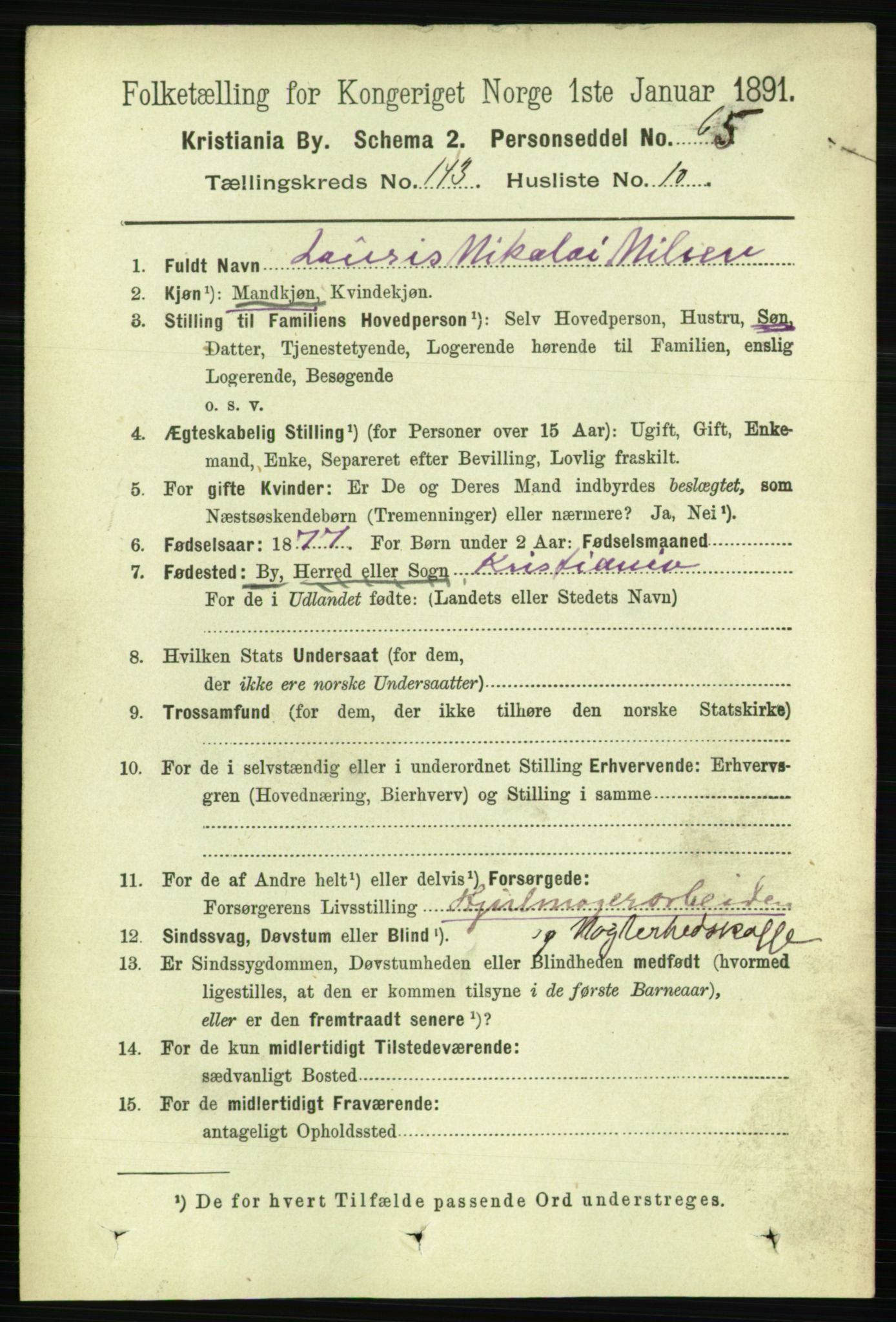 RA, 1891 census for 0301 Kristiania, 1891, p. 78984