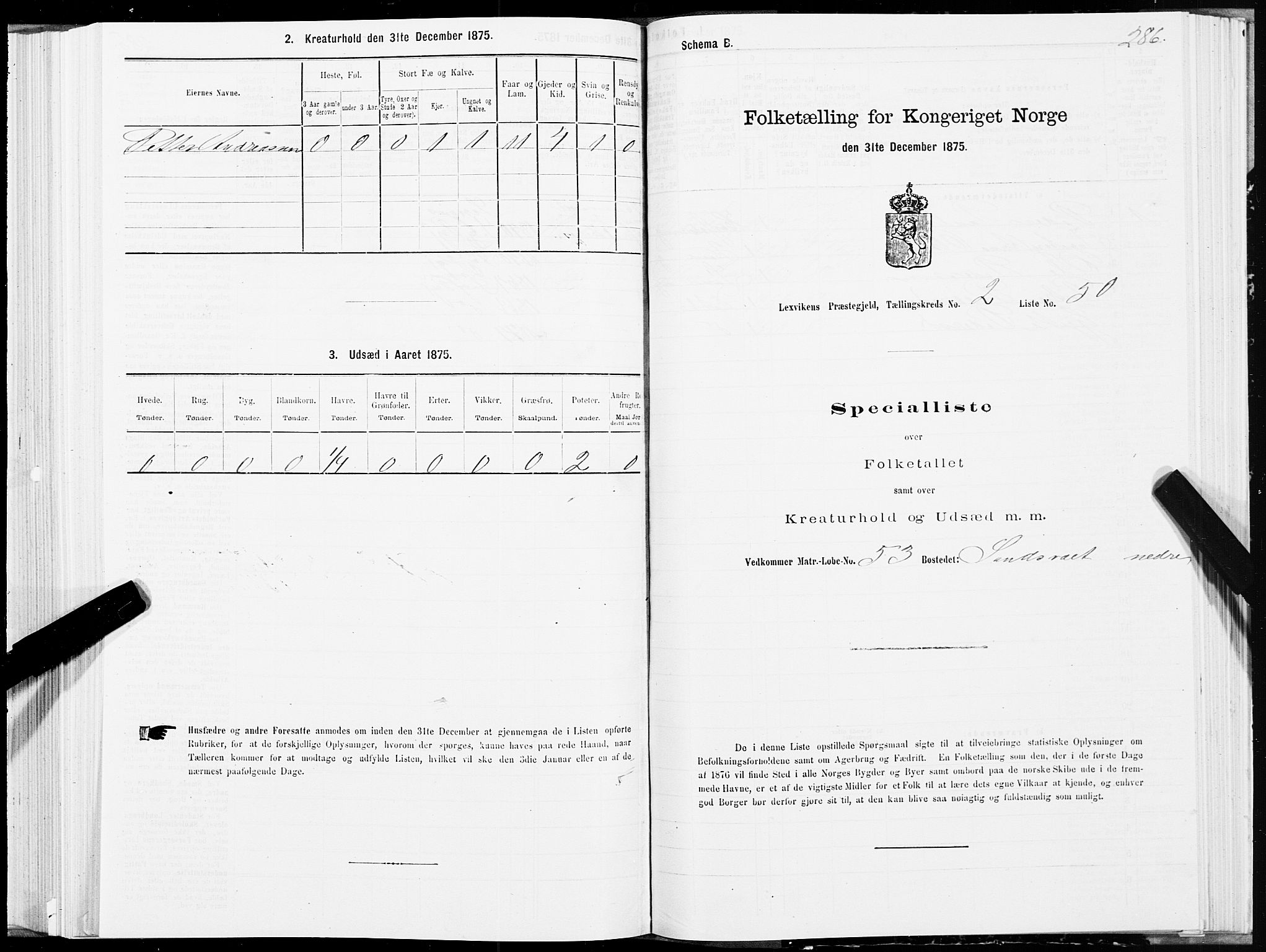 SAT, 1875 census for 1718P Leksvik, 1875, p. 1286