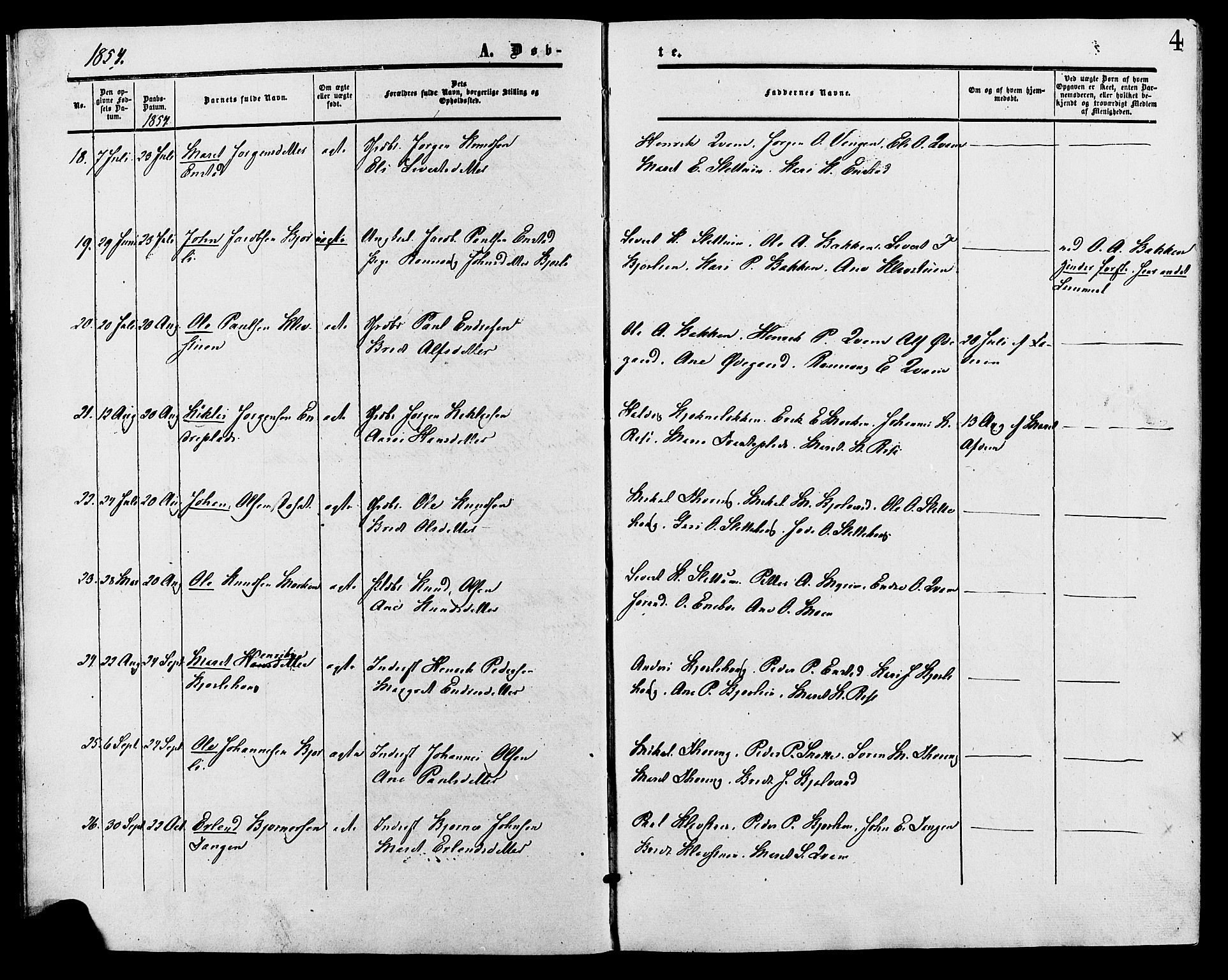 Lesja prestekontor, AV/SAH-PREST-068/H/Ha/Haa/L0009: Parish register (official) no. 9, 1854-1889, p. 4