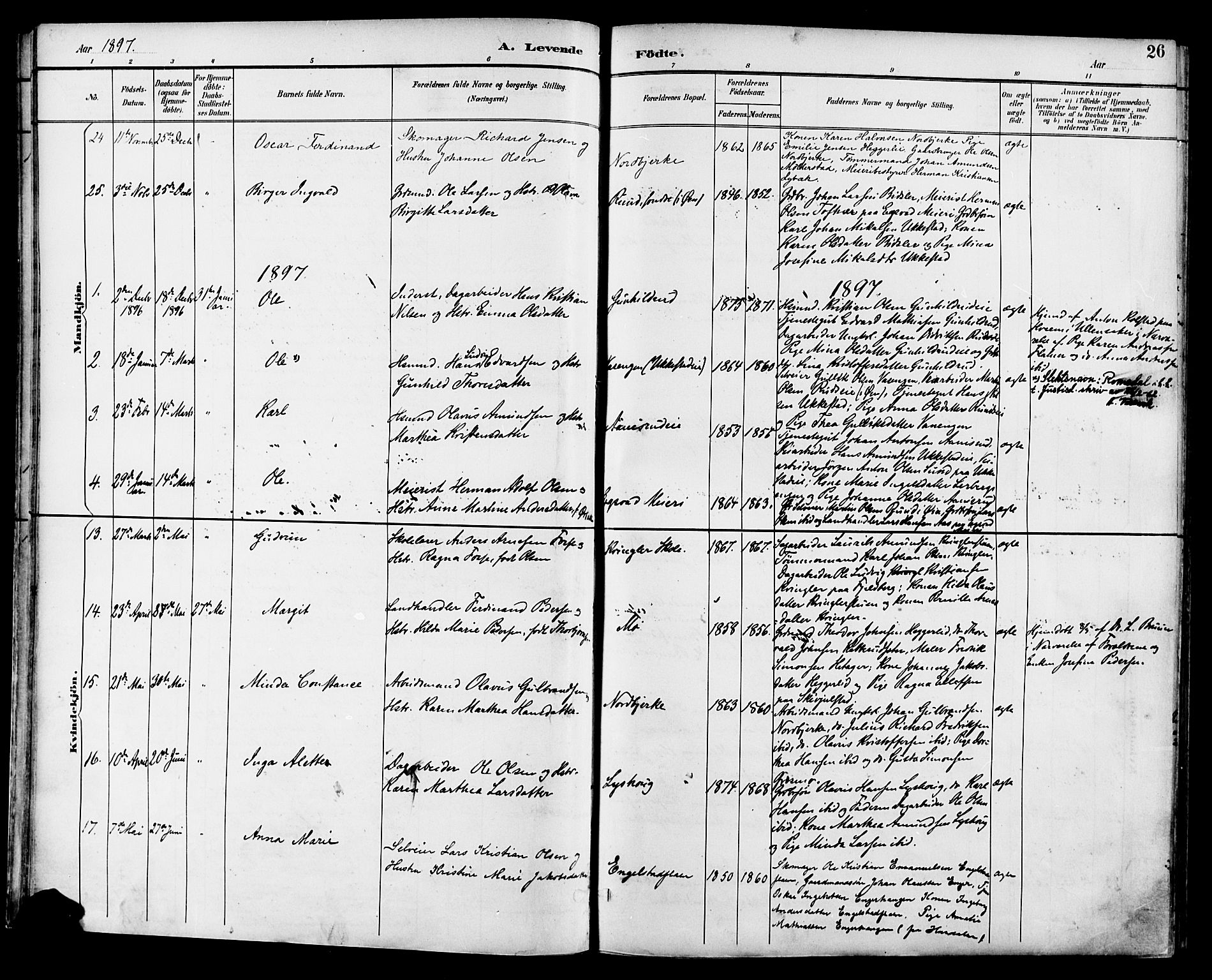 Nannestad prestekontor Kirkebøker, SAO/A-10414a/F/Fa/L0015: Parish register (official) no. I 15, 1891-1905, p. 26