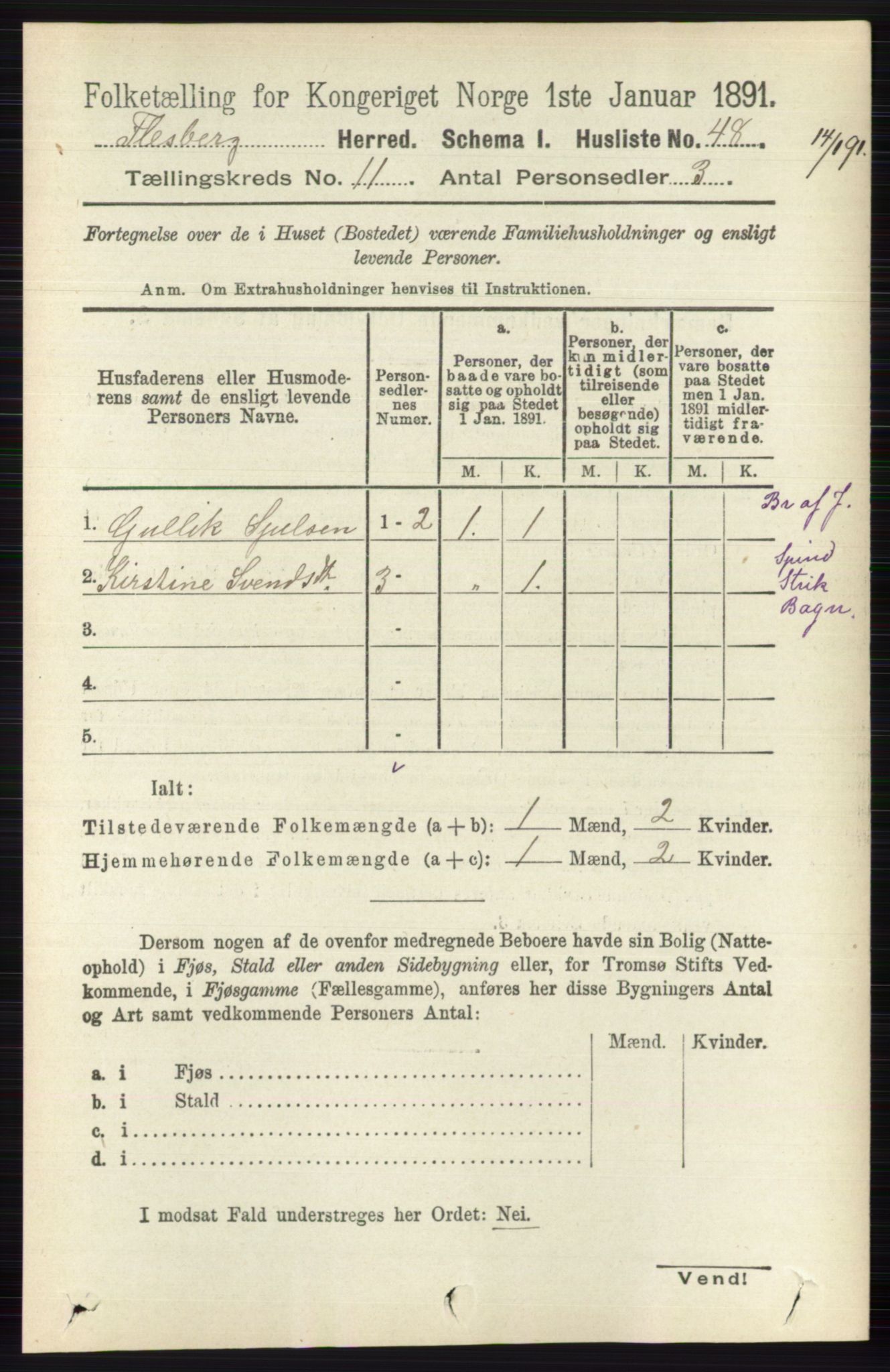 RA, 1891 census for 0631 Flesberg, 1891, p. 1766