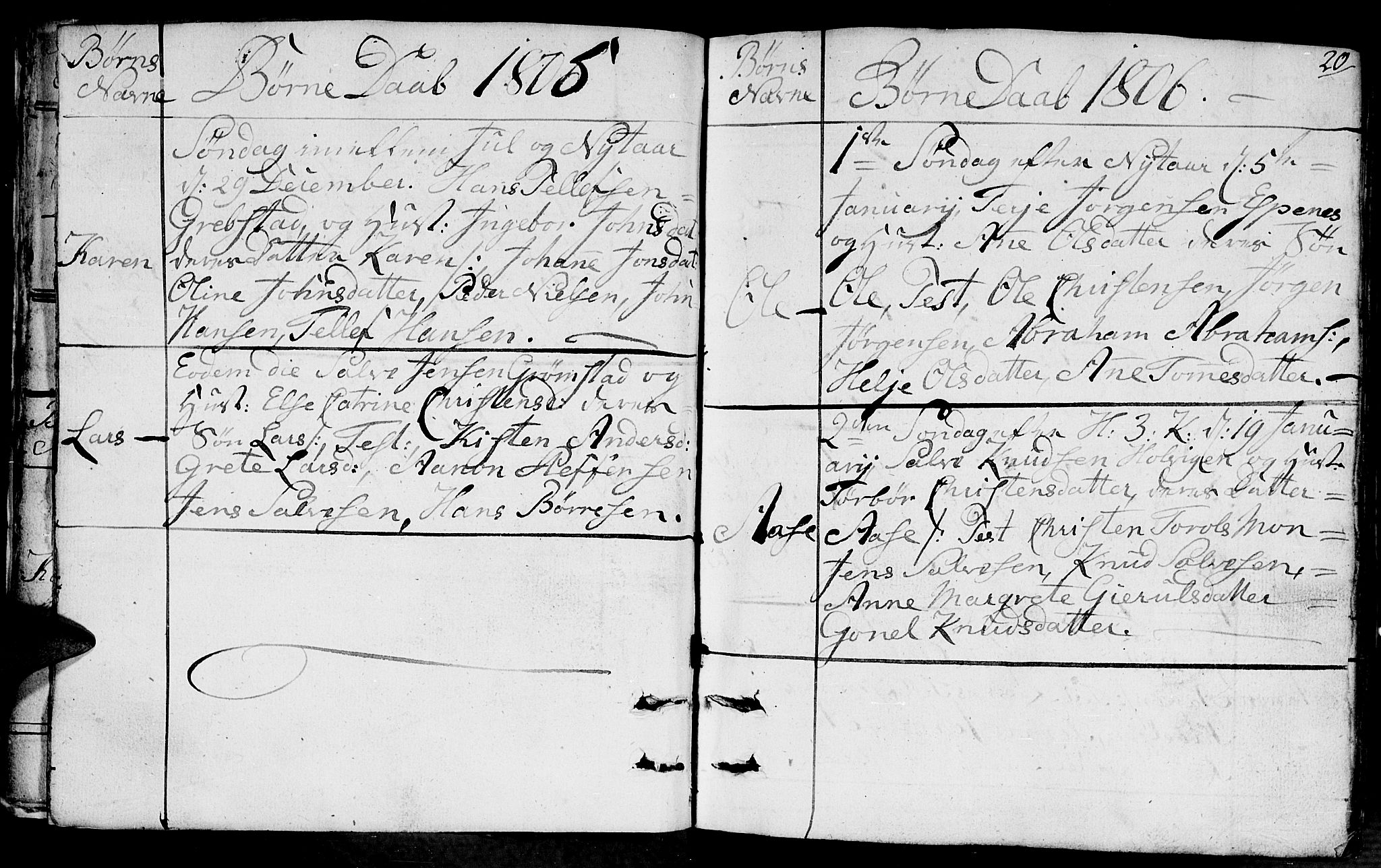 Fjære sokneprestkontor, SAK/1111-0011/F/Fb/L0006: Parish register (copy) no. B 6, 1803-1817, p. 20