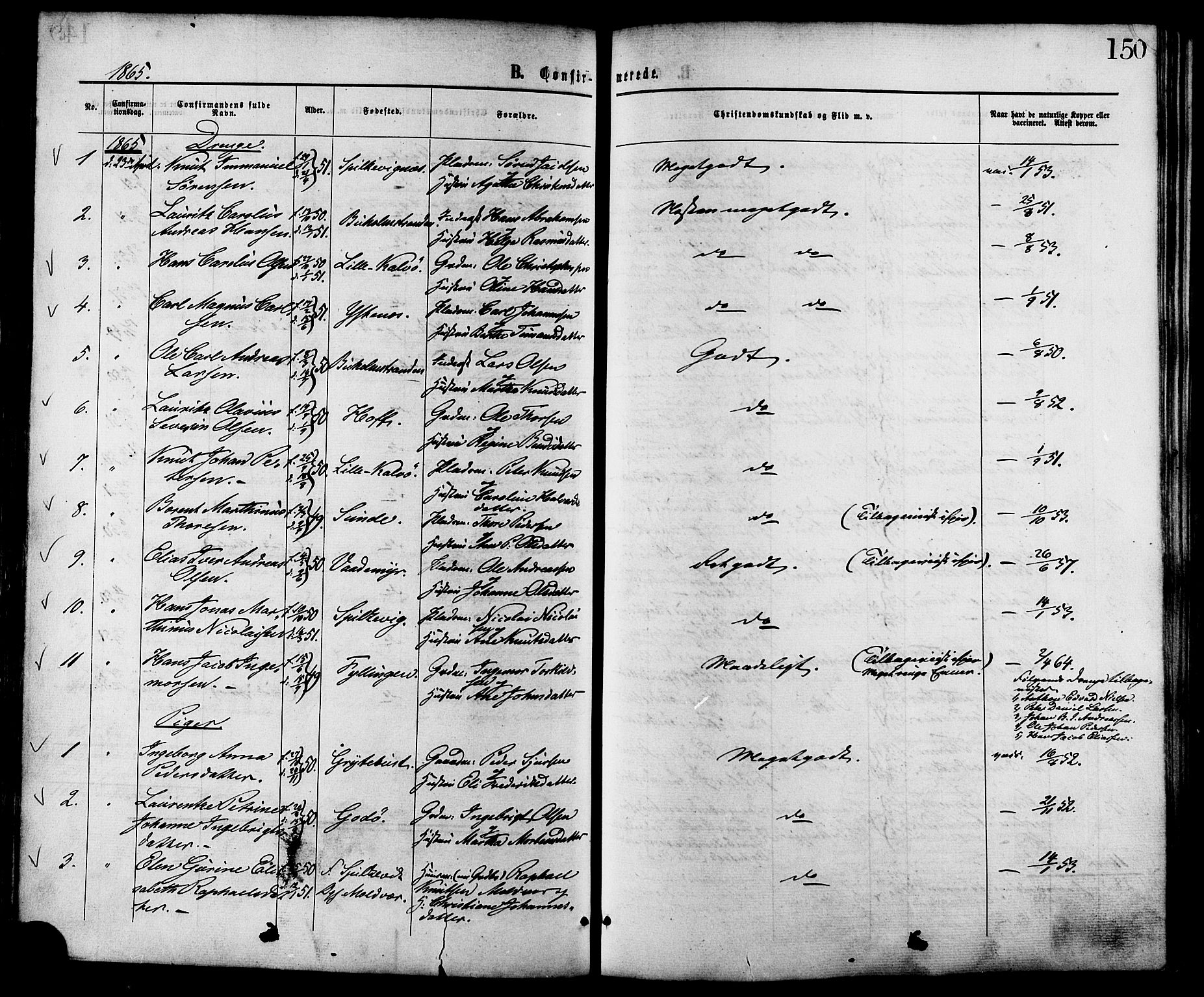 Ministerialprotokoller, klokkerbøker og fødselsregistre - Møre og Romsdal, AV/SAT-A-1454/528/L0399: Parish register (official) no. 528A10, 1864-1879, p. 150