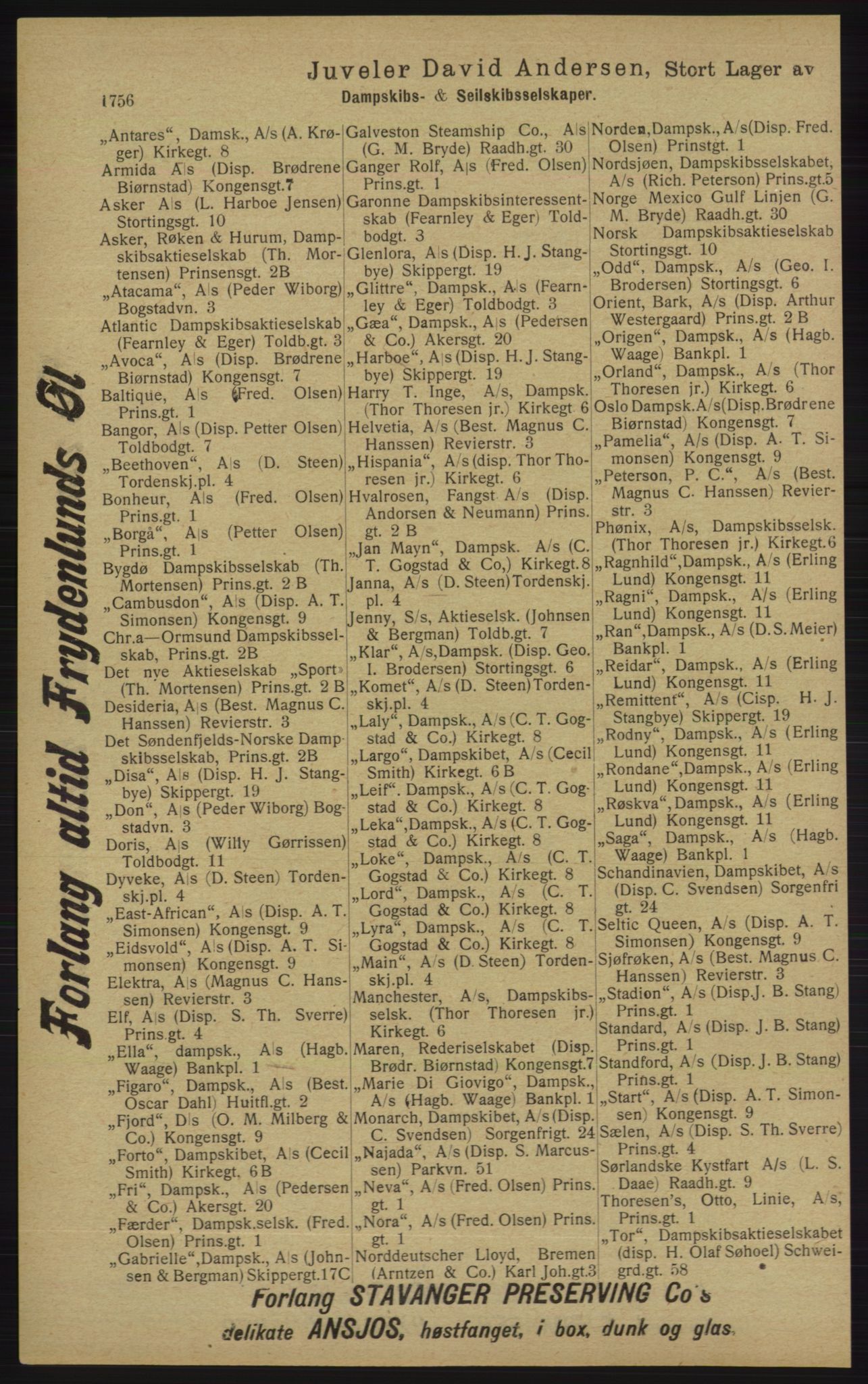 Kristiania/Oslo adressebok, PUBL/-, 1913, p. 1712