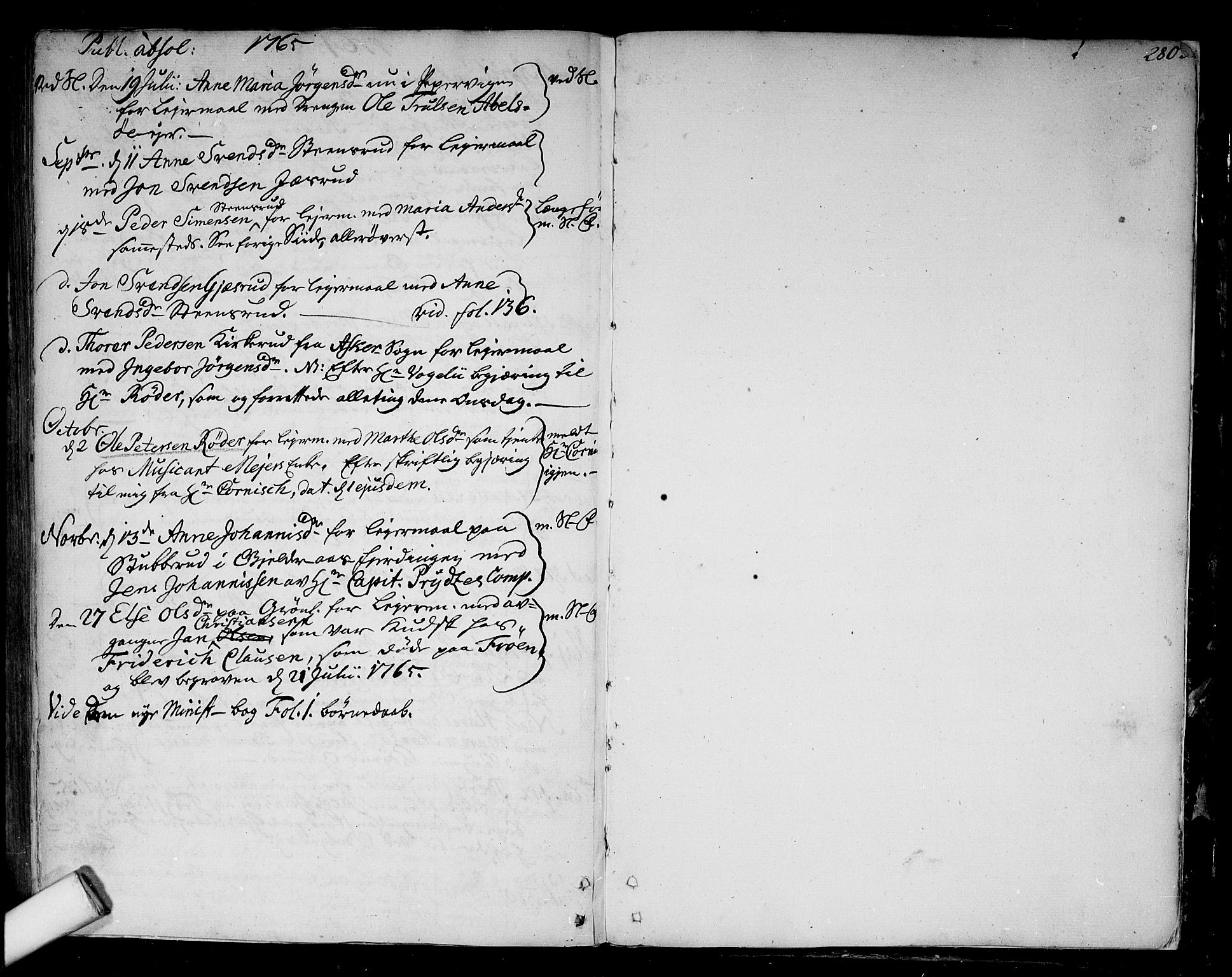 Aker prestekontor kirkebøker, SAO/A-10861/F/L0008: Parish register (official) no. 8, 1749-1765, p. 280