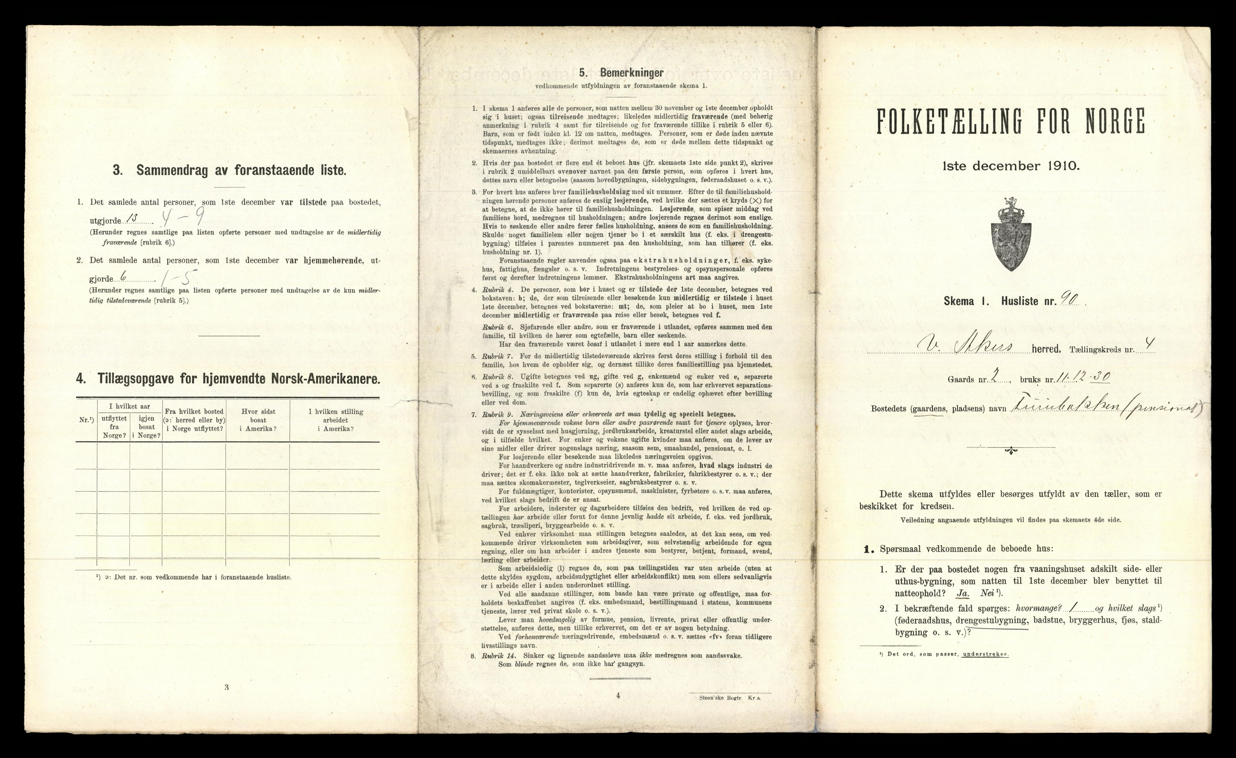 RA, 1910 census for Aker, 1910, p. 1297