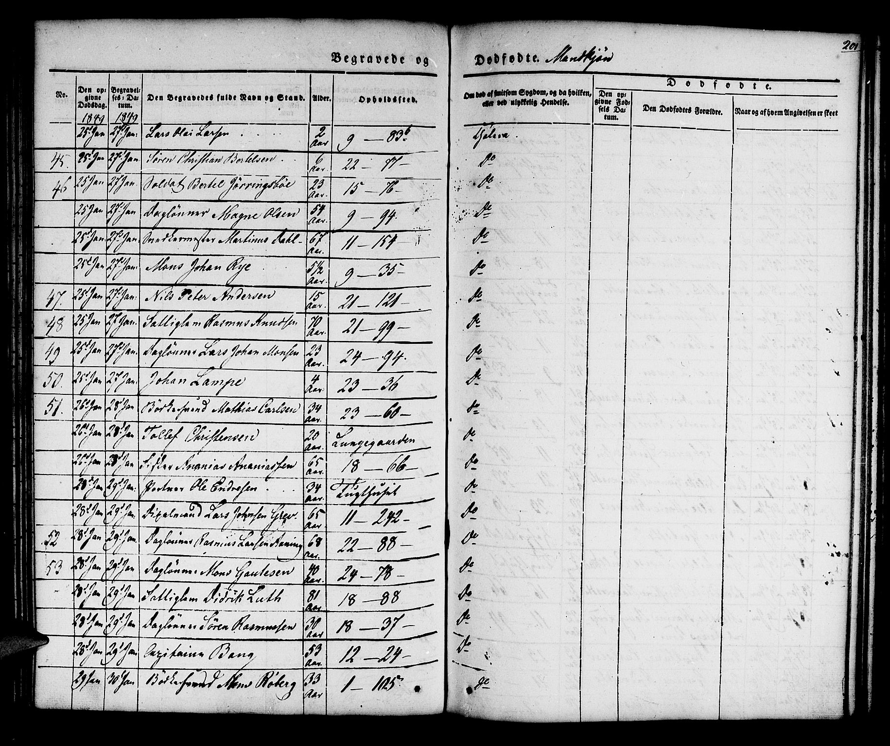 Korskirken sokneprestembete, SAB/A-76101/H/Hab: Parish register (copy) no. E 1, 1837-1851, p. 201