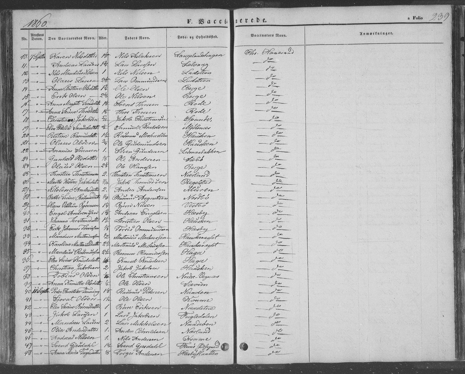 Finnøy sokneprestkontor, AV/SAST-A-101825/H/Ha/Haa/L0007: Parish register (official) no. A 7, 1847-1862, p. 239