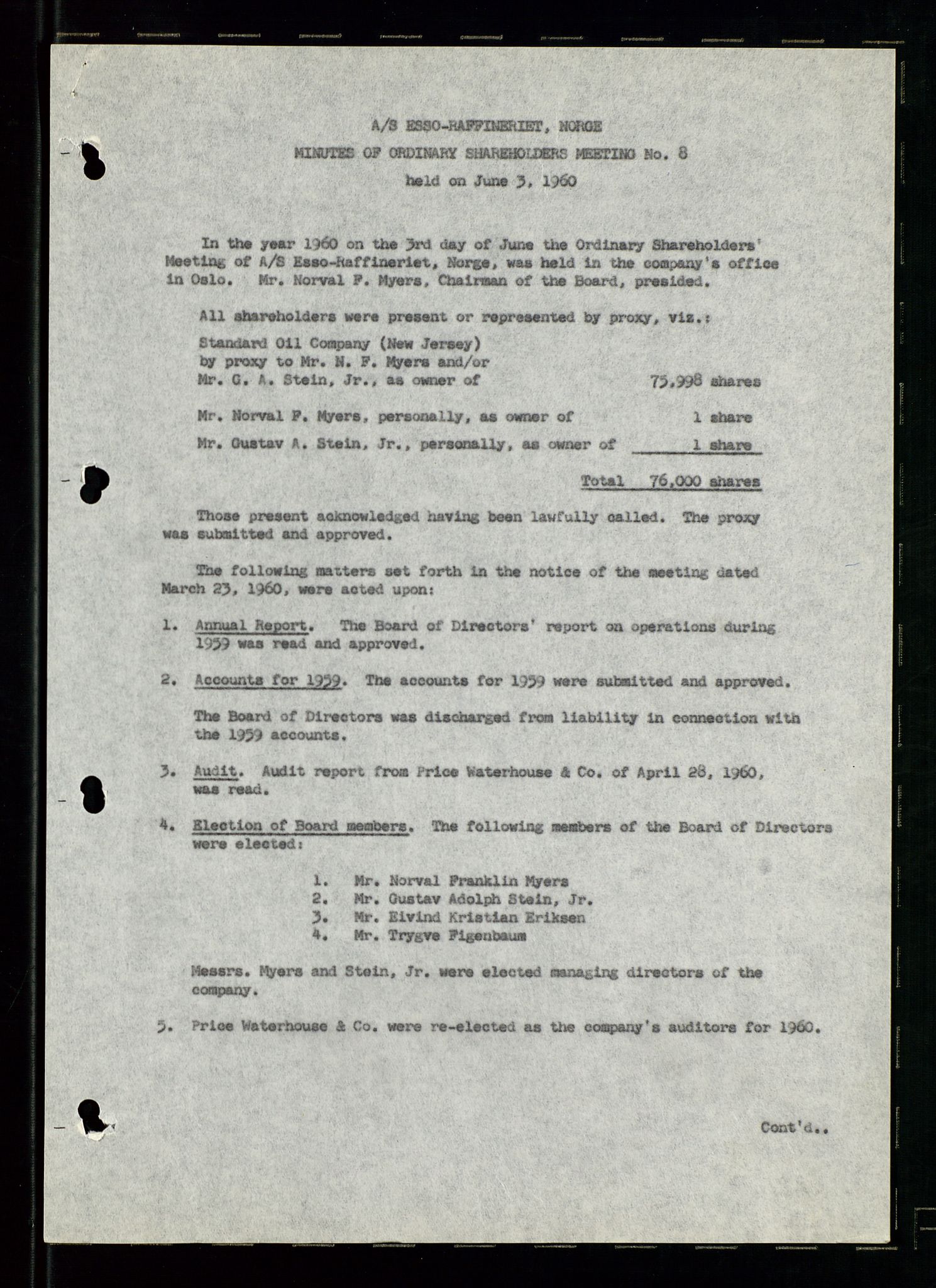 PA 1537 - A/S Essoraffineriet Norge, AV/SAST-A-101957/A/Aa/L0002/0001: Styremøter / Shareholder meetings, Board meeting minutes, 1957-1961, p. 7