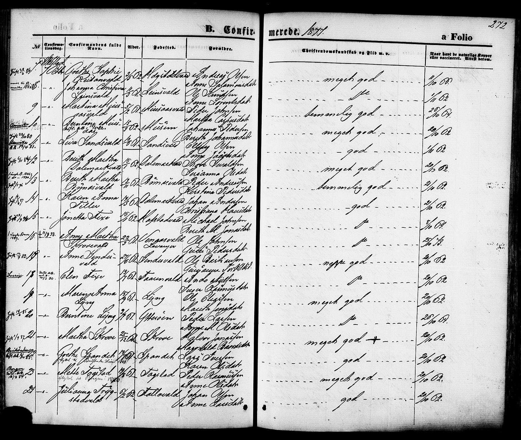 Ministerialprotokoller, klokkerbøker og fødselsregistre - Nord-Trøndelag, AV/SAT-A-1458/723/L0242: Parish register (official) no. 723A11, 1870-1880, p. 272