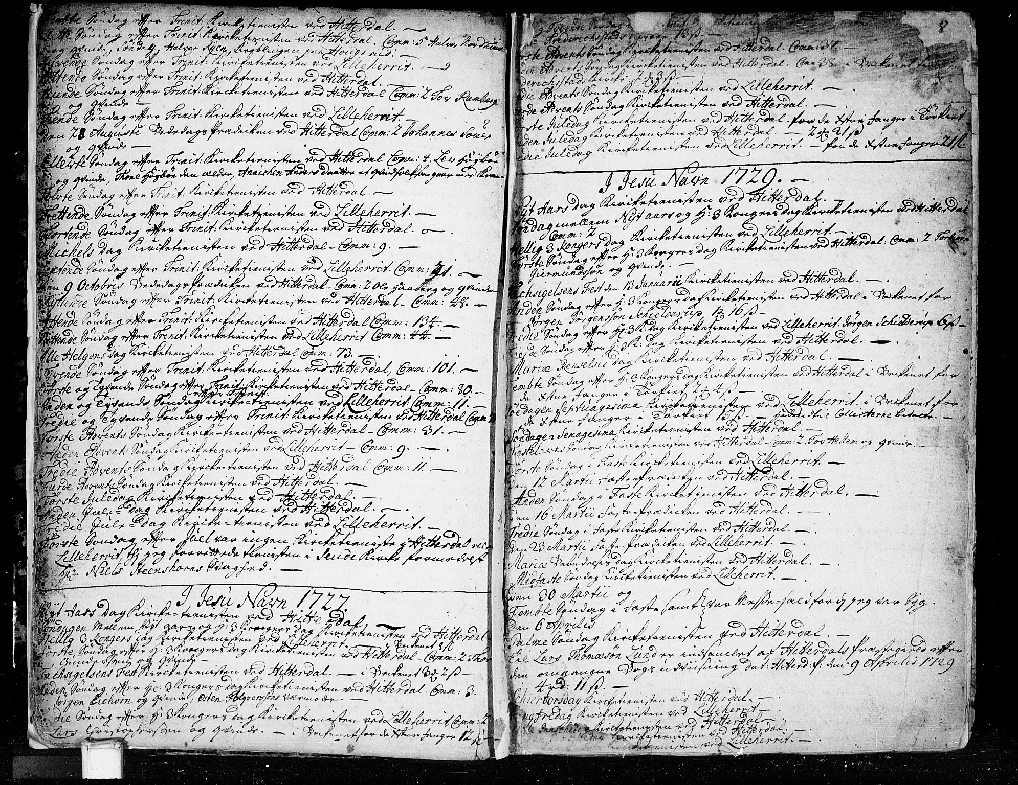 Heddal kirkebøker, SAKO/A-268/F/Fa/L0003: Parish register (official) no. I 3, 1723-1783, p. 8