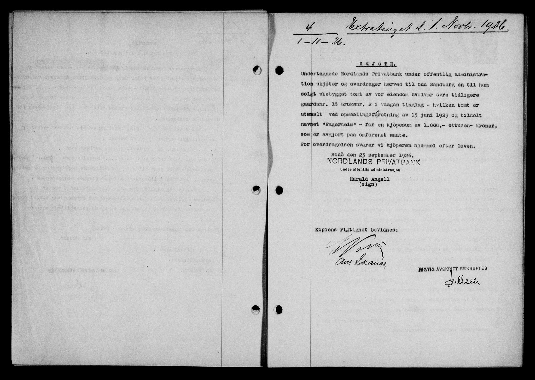 Lofoten sorenskriveri, SAT/A-0017/1/2/2C/L0014b: Mortgage book no. 14b, 1926-1926, Deed date: 01.11.1926