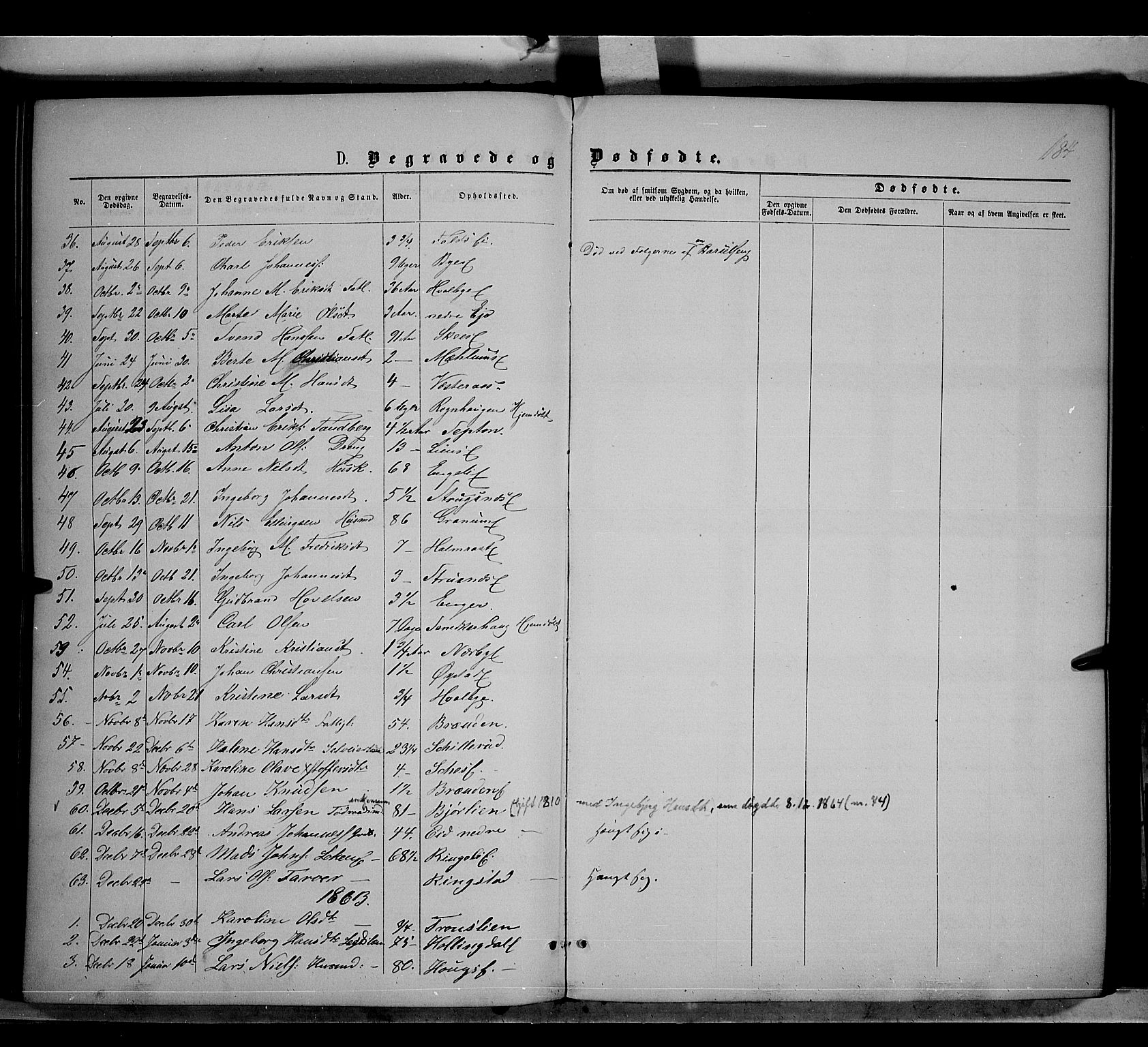 Søndre Land prestekontor, SAH/PREST-122/K/L0001: Parish register (official) no. 1, 1860-1877, p. 184