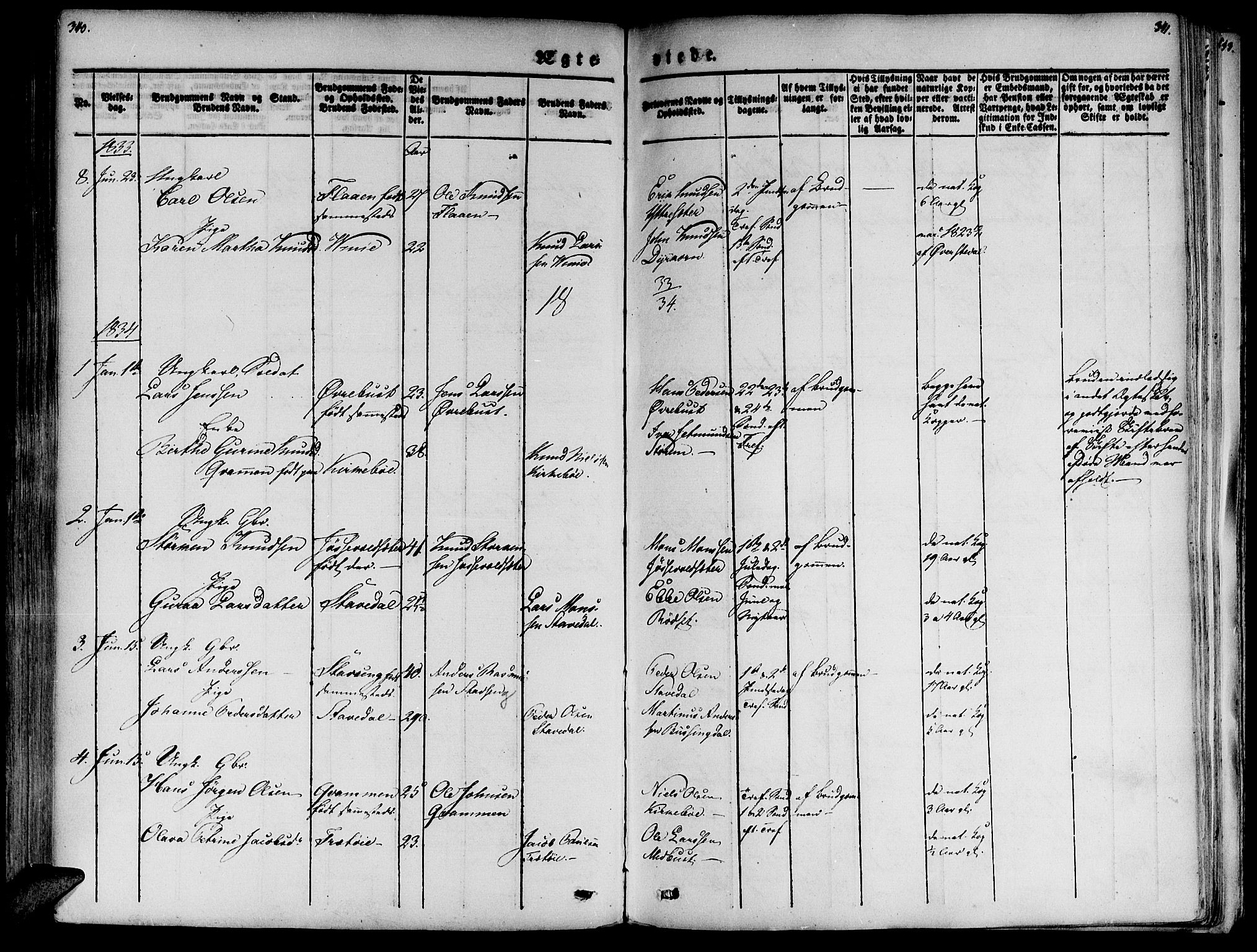 Ministerialprotokoller, klokkerbøker og fødselsregistre - Møre og Romsdal, AV/SAT-A-1454/520/L0274: Parish register (official) no. 520A04, 1827-1864, p. 340-341