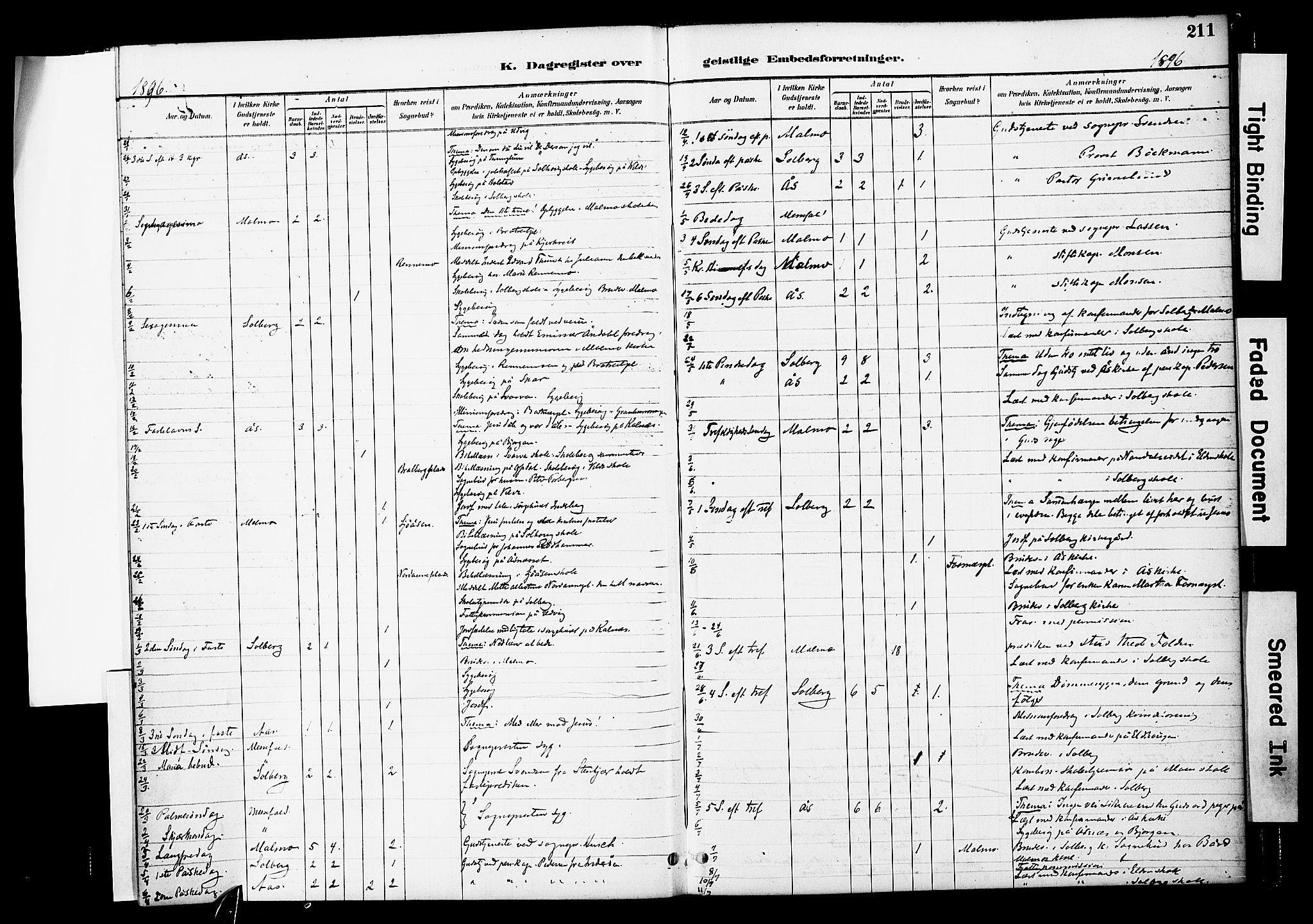 Ministerialprotokoller, klokkerbøker og fødselsregistre - Nord-Trøndelag, AV/SAT-A-1458/741/L0396: Parish register (official) no. 741A10, 1889-1901, p. 211