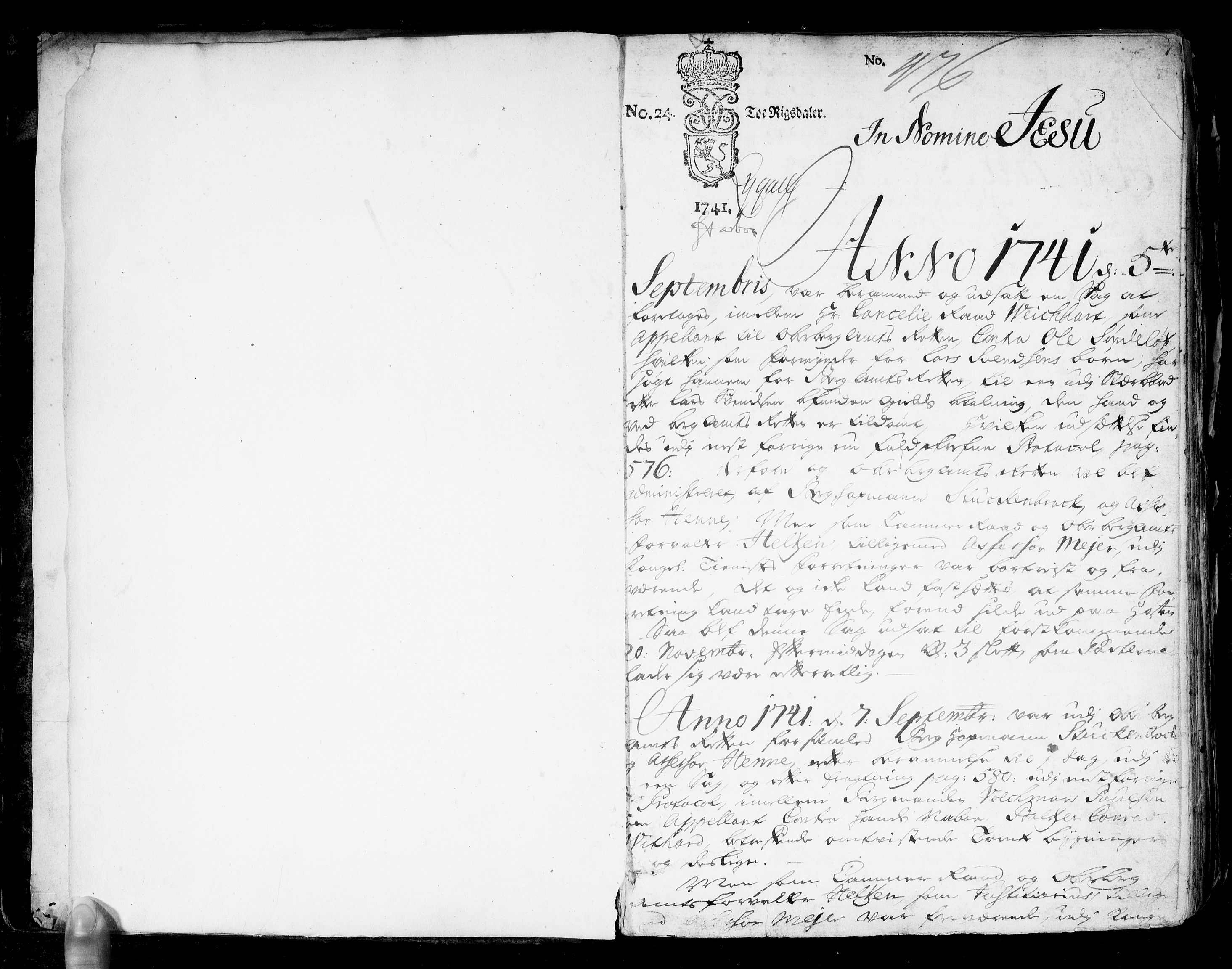 Overbergamtet 1621-1830, SAKO/EA-2885/K/Ka/L0003: Rettsprotokoll, 1741-1771, p. 0-1