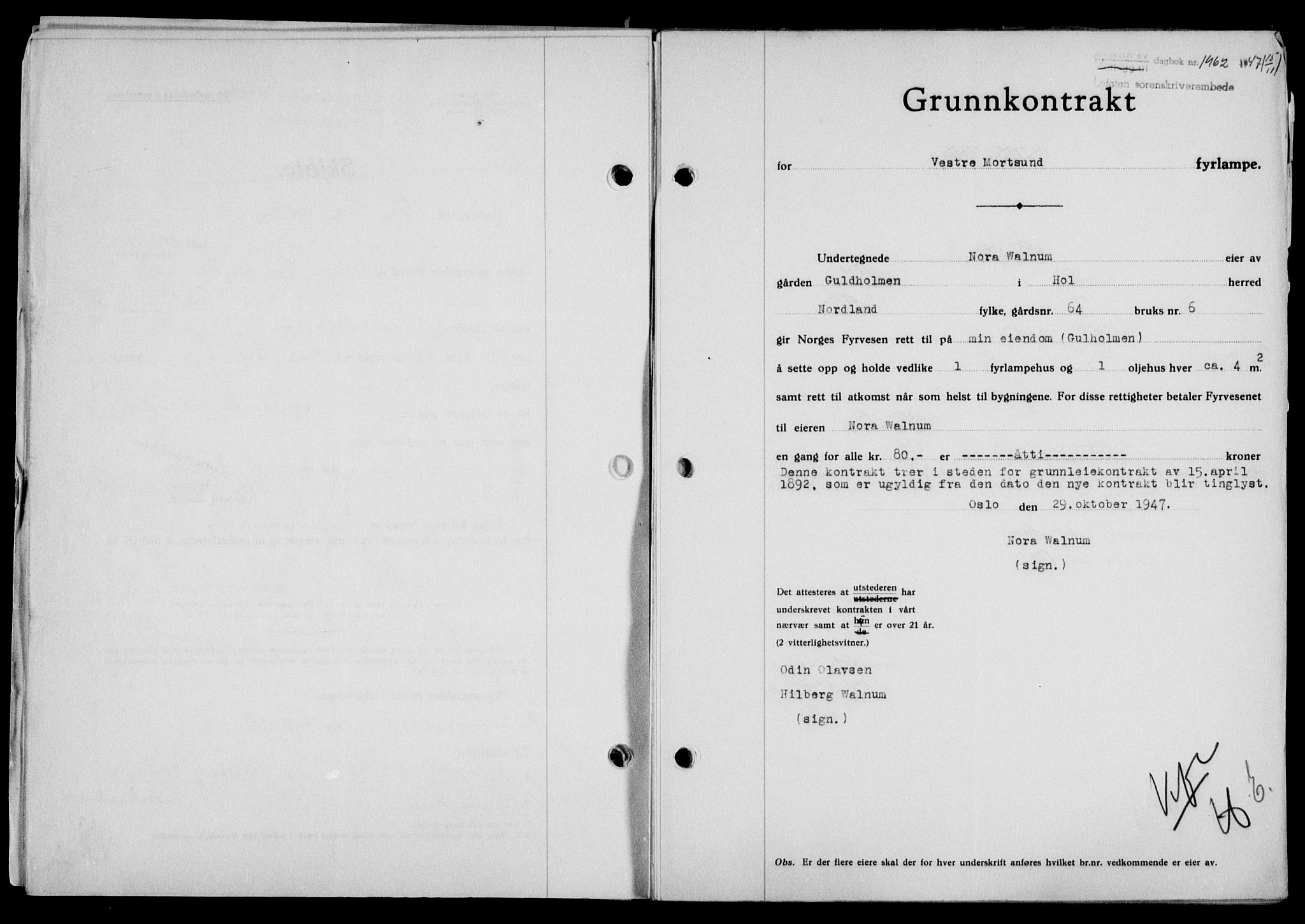 Lofoten sorenskriveri, SAT/A-0017/1/2/2C/L0017a: Mortgage book no. 17a, 1947-1948, Diary no: : 1962/1947