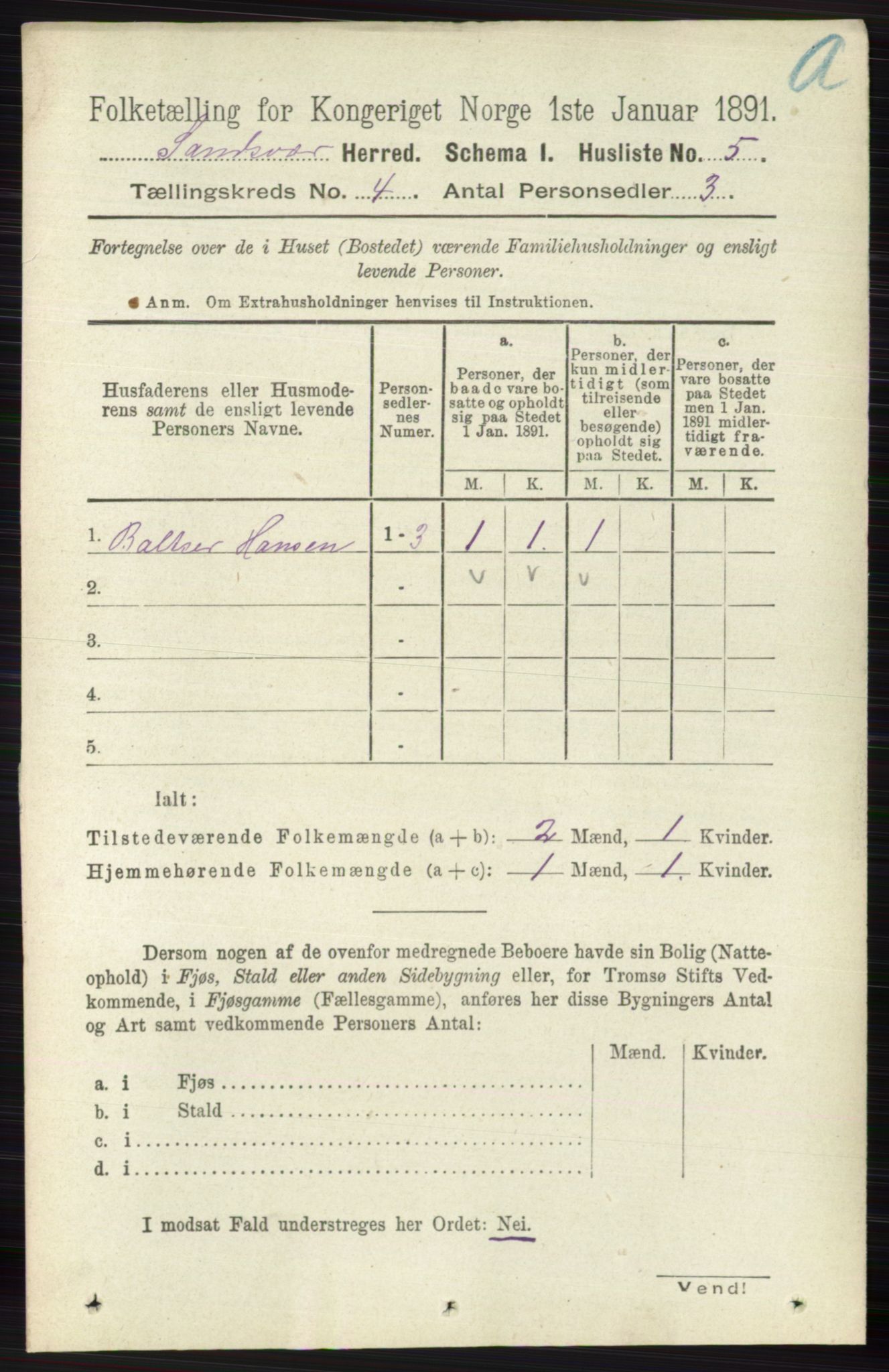 RA, 1891 census for 0629 Sandsvær, 1891, p. 1738